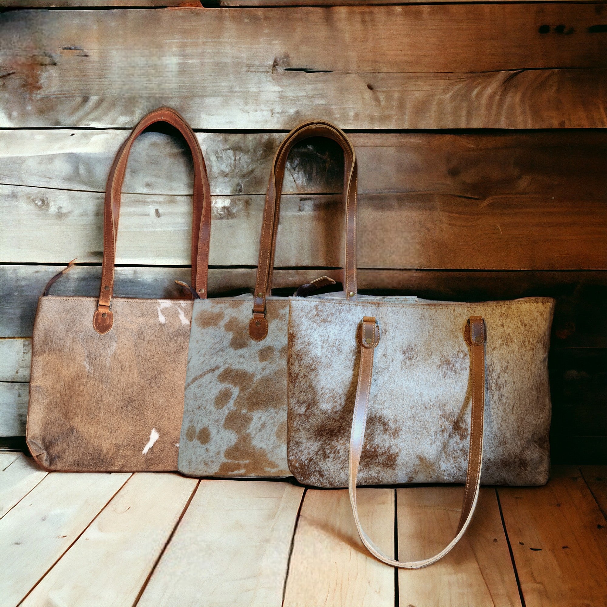 Genuine Cowhide Large Tote Highlands Cowhide Tote Bag Saddle - Ranch Junkie Mercantile LLC
