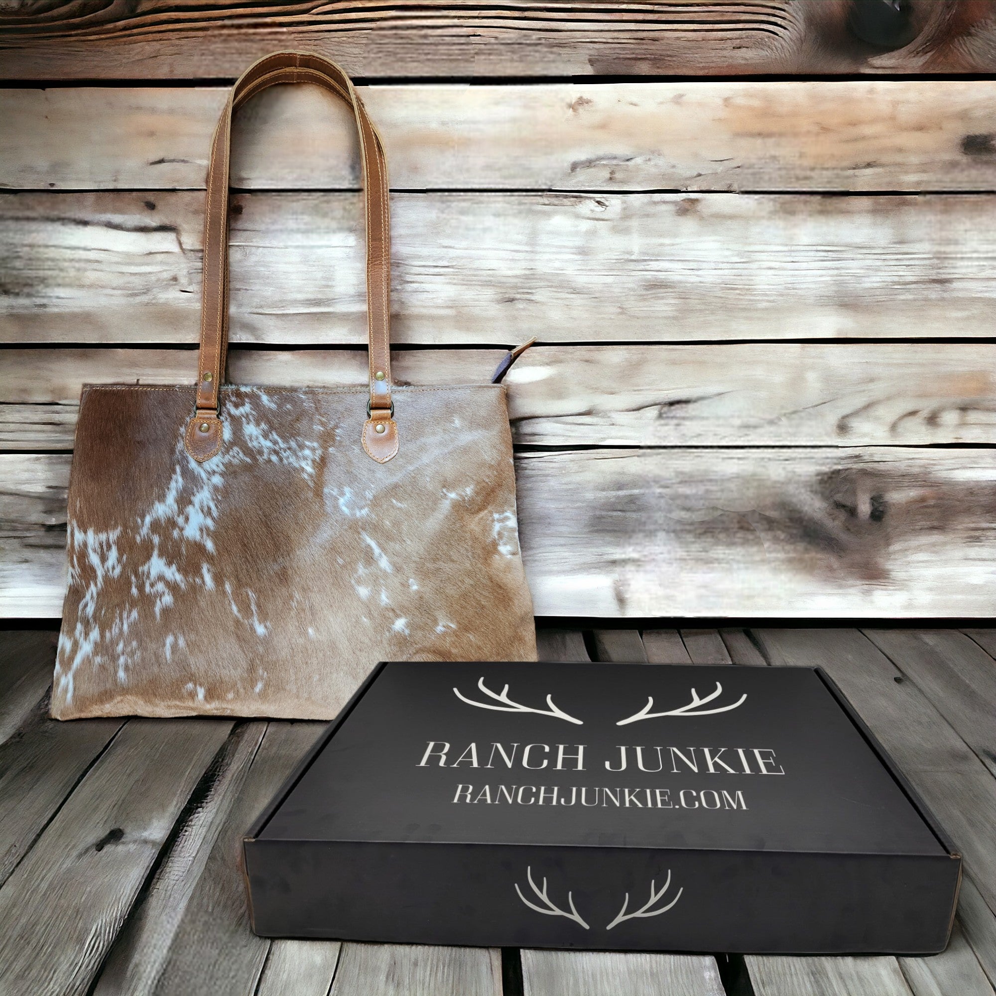 Genuine Cowhide Large Tote Highlands Cowhide Tote Bag Saddle - Ranch Junkie Mercantile LLC