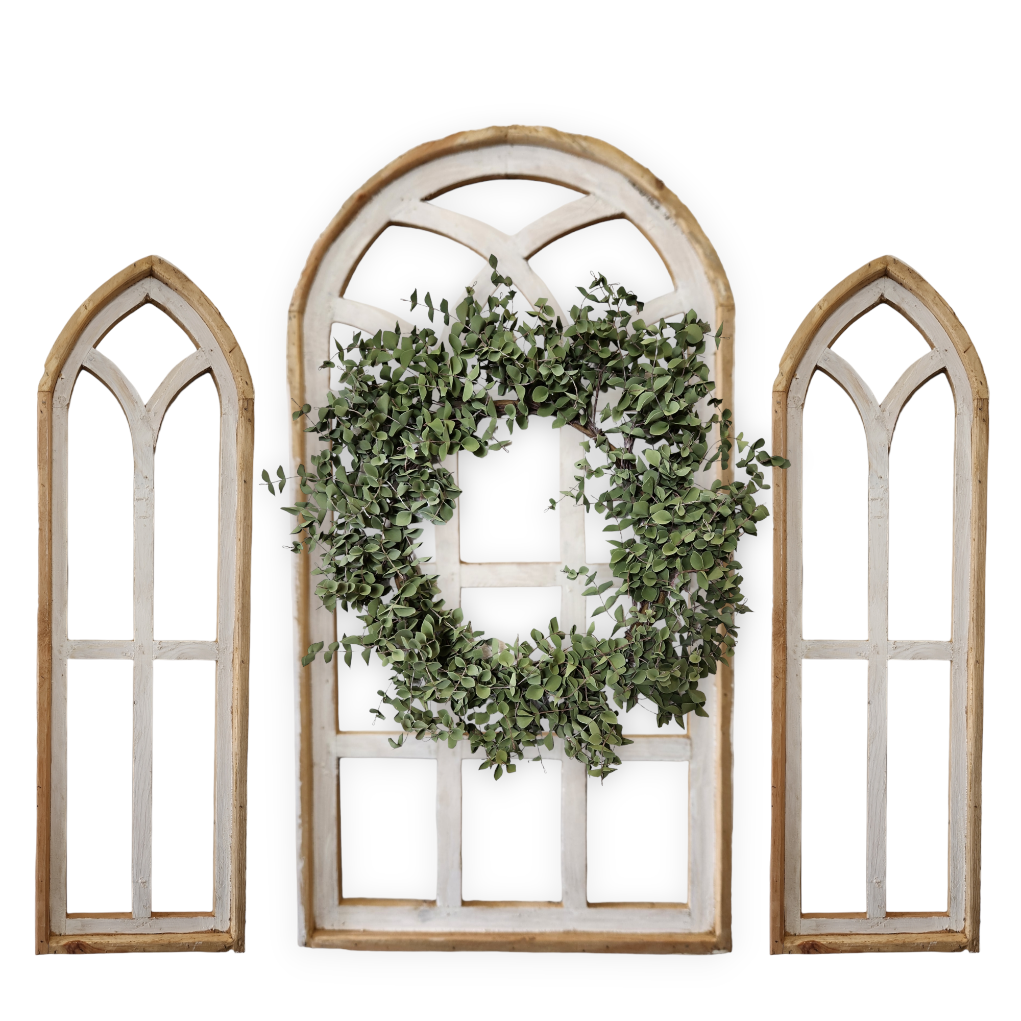 Set of 3 Farmhouse Wooden Paradise Window Collection Window Arches Farmhouse Wood Cathedrals - Ranch Junkie Mercantile LLC