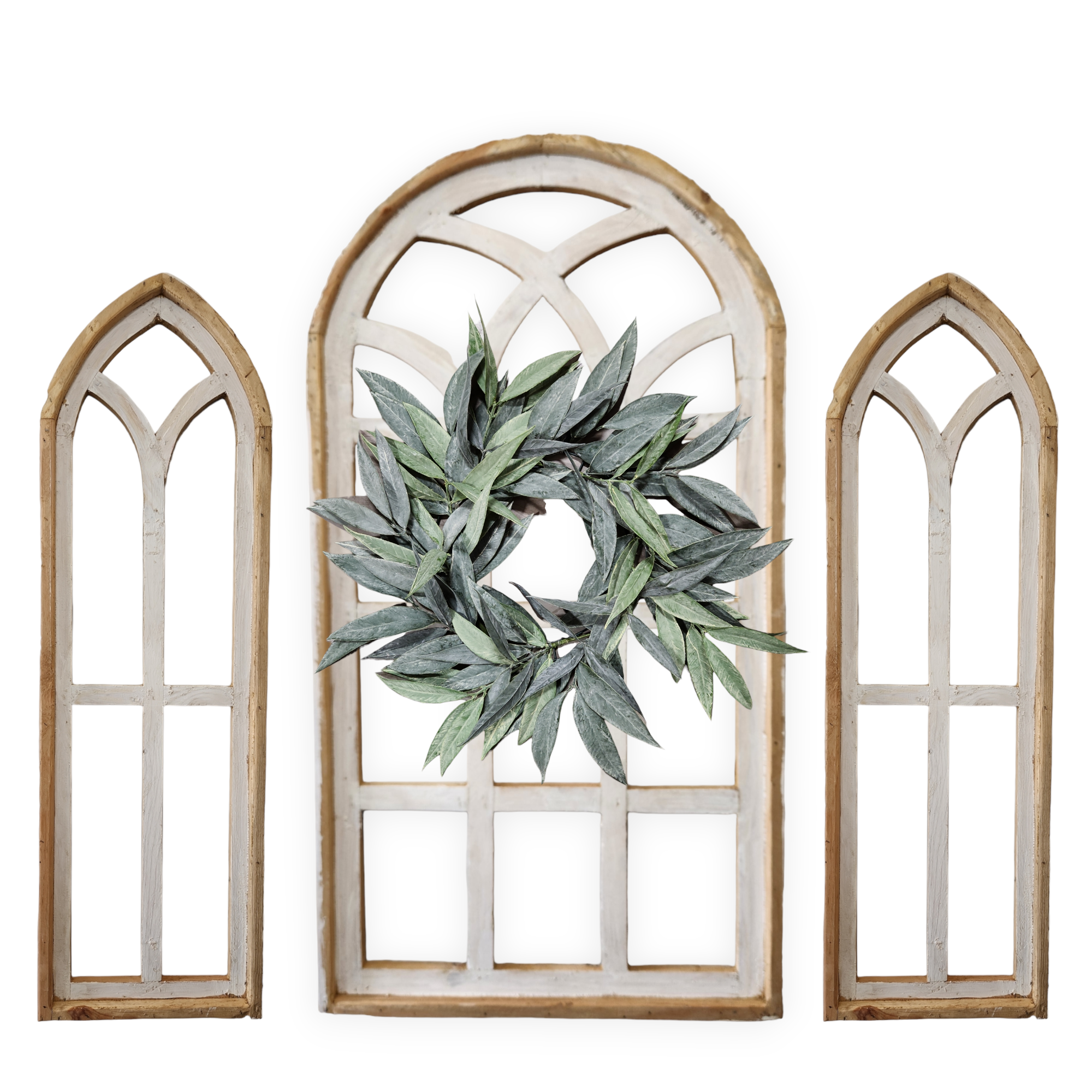 Set of 3 Farmhouse Wooden Paradise Window Collection Window Arches Farmhouse Wood Cathedrals - Ranch Junkie Mercantile LLC