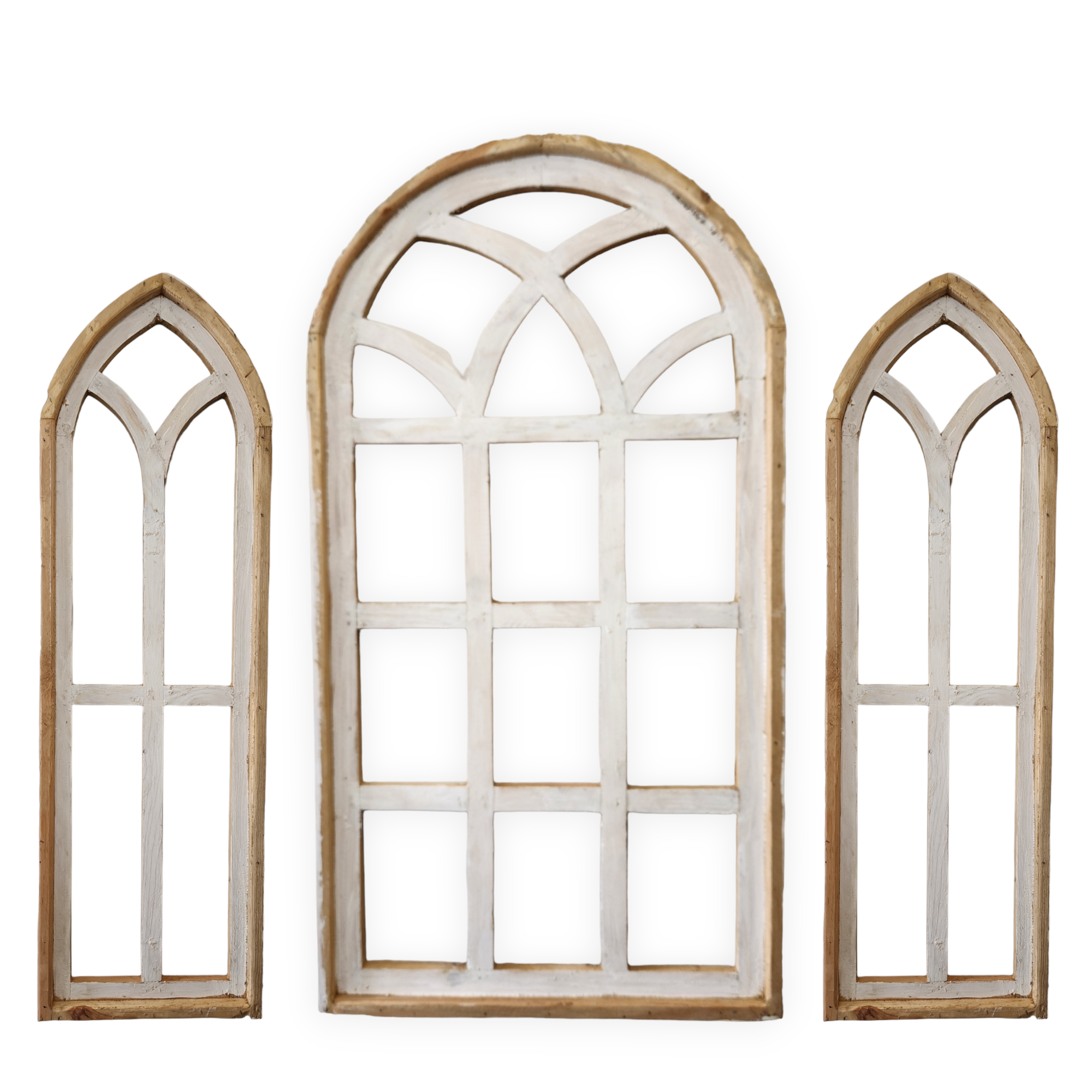 Set of 3 Farmhouse Wooden Paradise Window Collection Window Arches Farmhouse Wood Cathedrals - Ranch Junkie Mercantile LLC