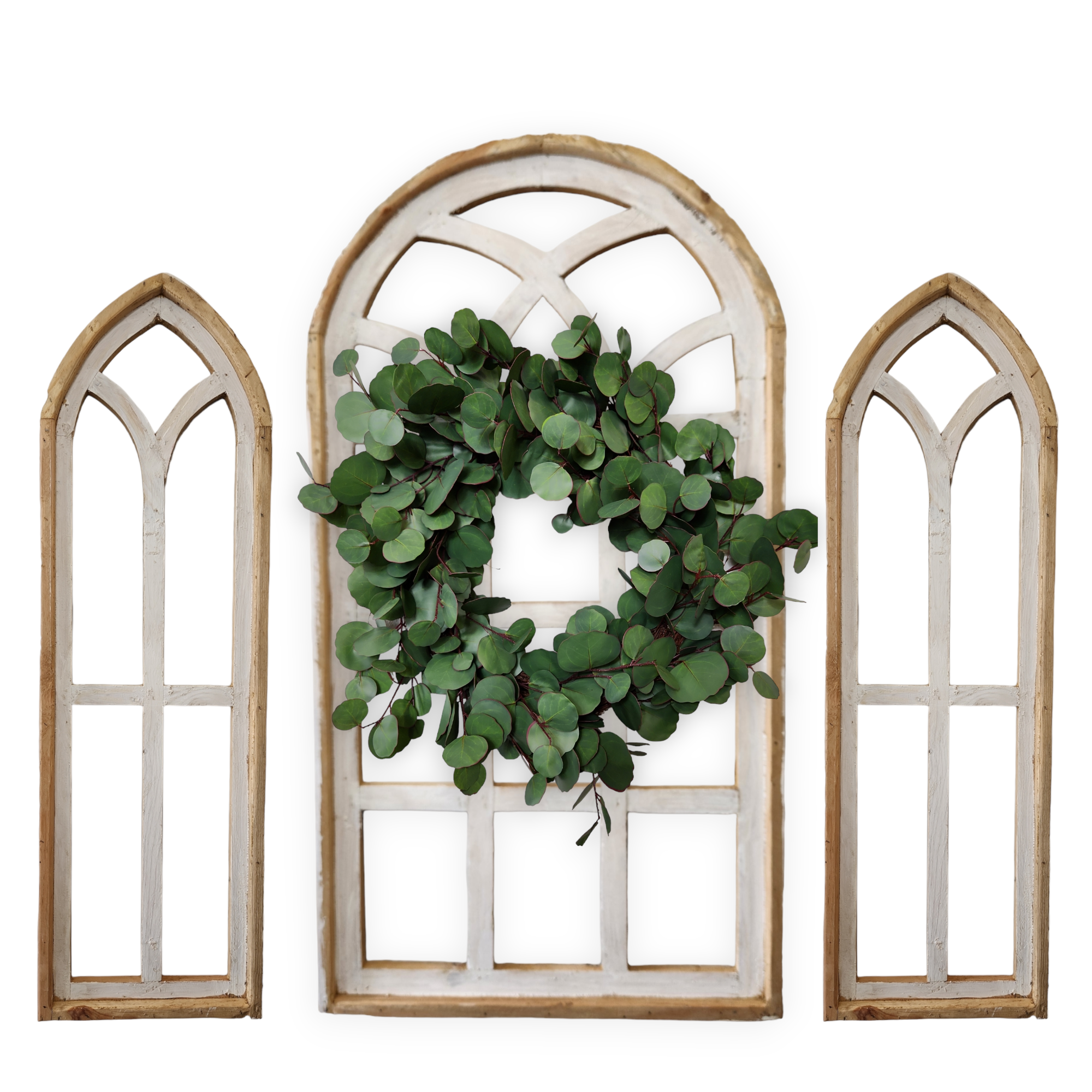 Set of 3 Farmhouse Wooden Paradise Window Collection Window Arches Farmhouse Wood Cathedrals - Ranch Junkie Mercantile LLC