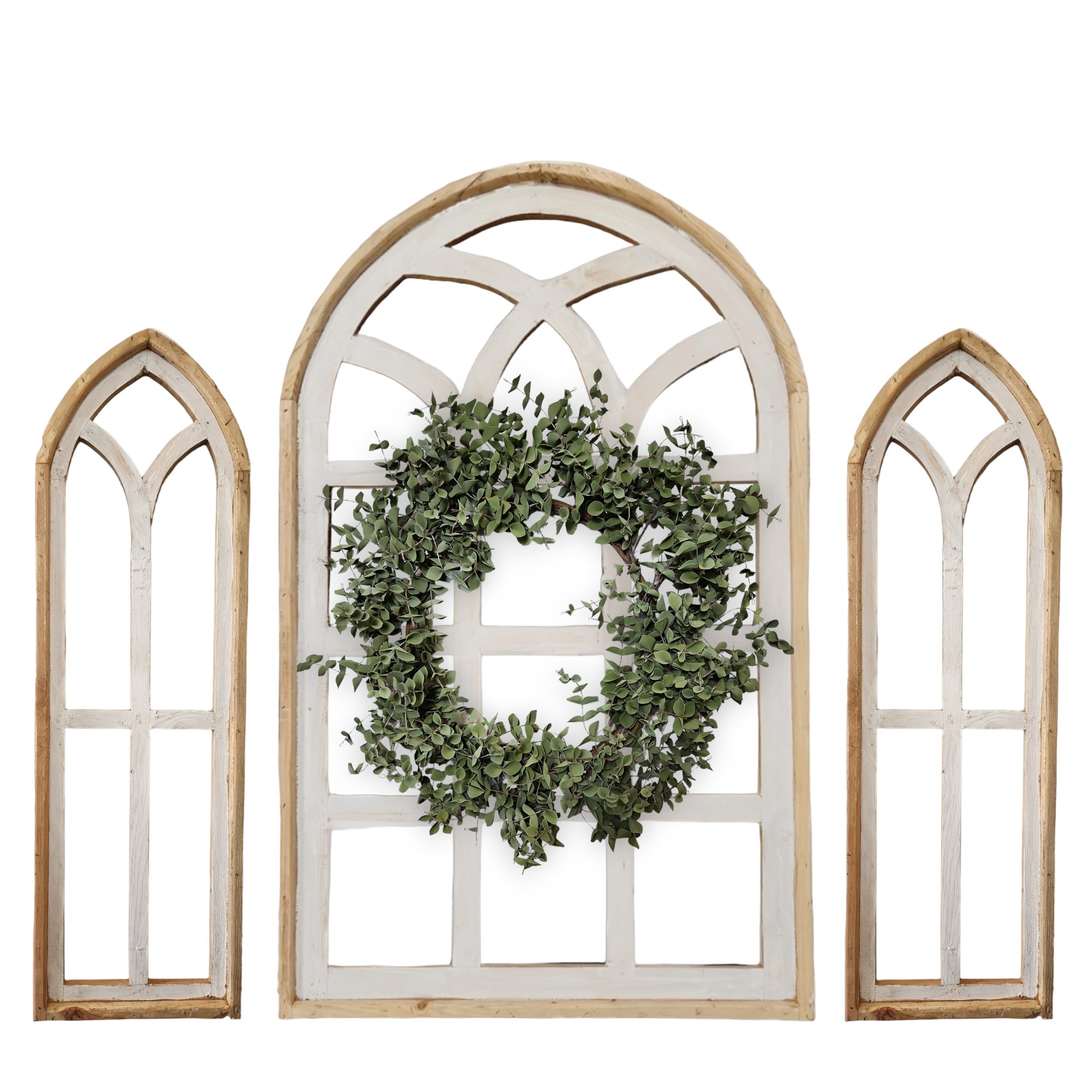 Set of 3 Farmhouse Wooden Paradise Window Collection Window Arches Farmhouse Wood Cathedrals - Ranch Junkie Mercantile LLC