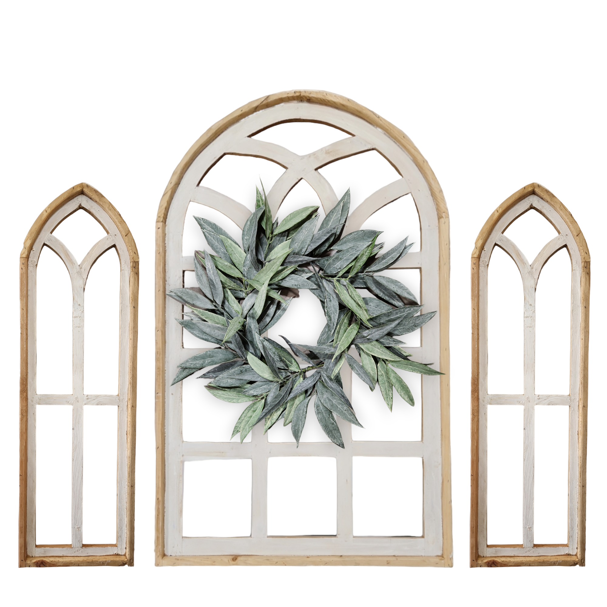 Set of 3 Farmhouse Wooden Paradise Window Collection Window Arches Farmhouse Wood Cathedrals - Ranch Junkie Mercantile LLC