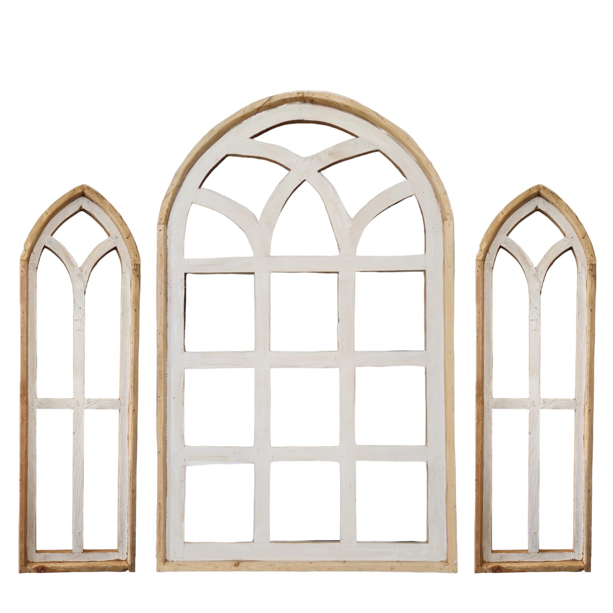 Set of 3 Farmhouse Wooden Paradise Window Collection Window Arches Farmhouse Wood Cathedrals - Ranch Junkie Mercantile LLC