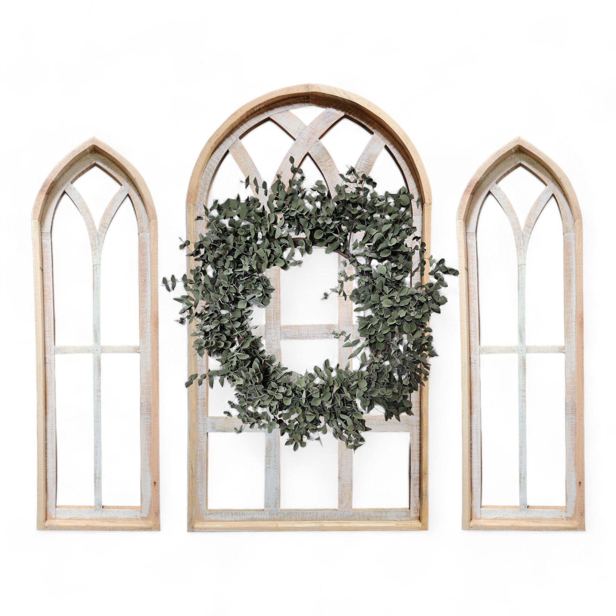 Set of 3 Farmhouse Wooden Paradise Window Collection Window Arches Farmhouse Wood Cathedrals - Ranch Junkie Mercantile LLC
