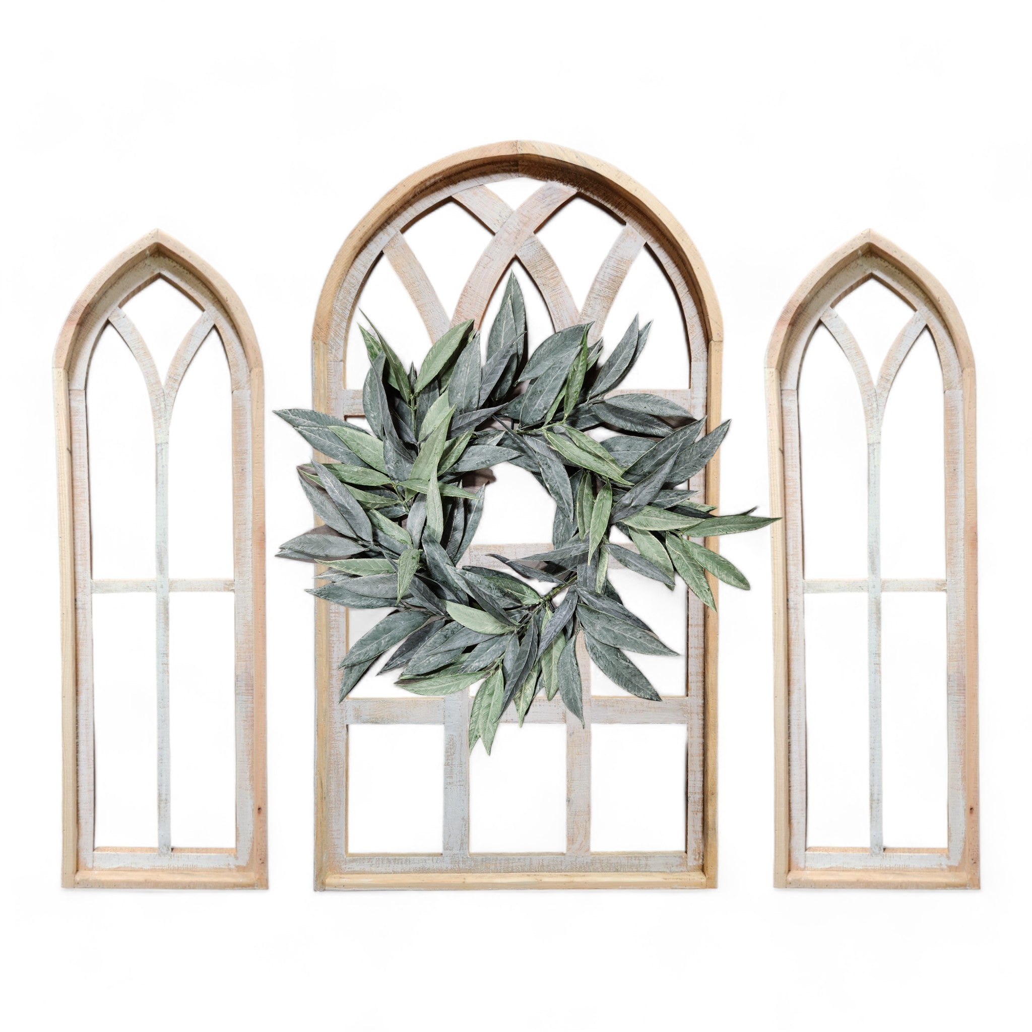 Set of 3 Farmhouse Wooden Paradise Window Collection Window Arches Farmhouse Wood Cathedrals - Ranch Junkie Mercantile LLC