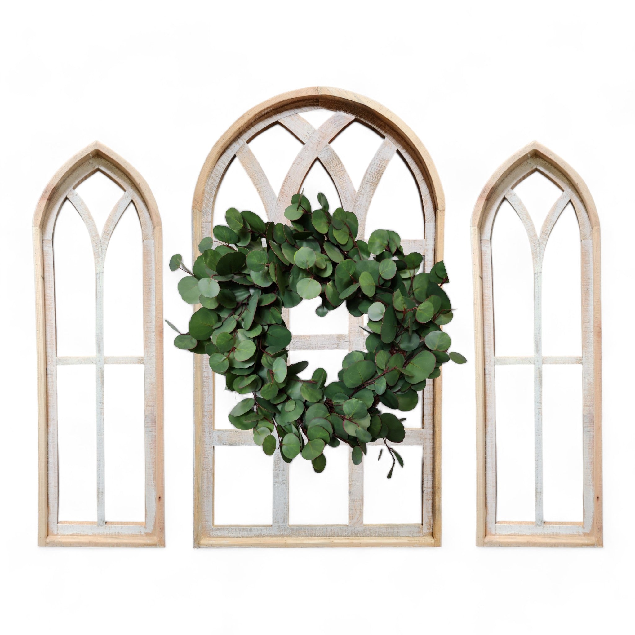 Set of 3 Farmhouse Wooden Paradise Window Collection Window Arches Farmhouse Wood Cathedrals - Ranch Junkie Mercantile LLC