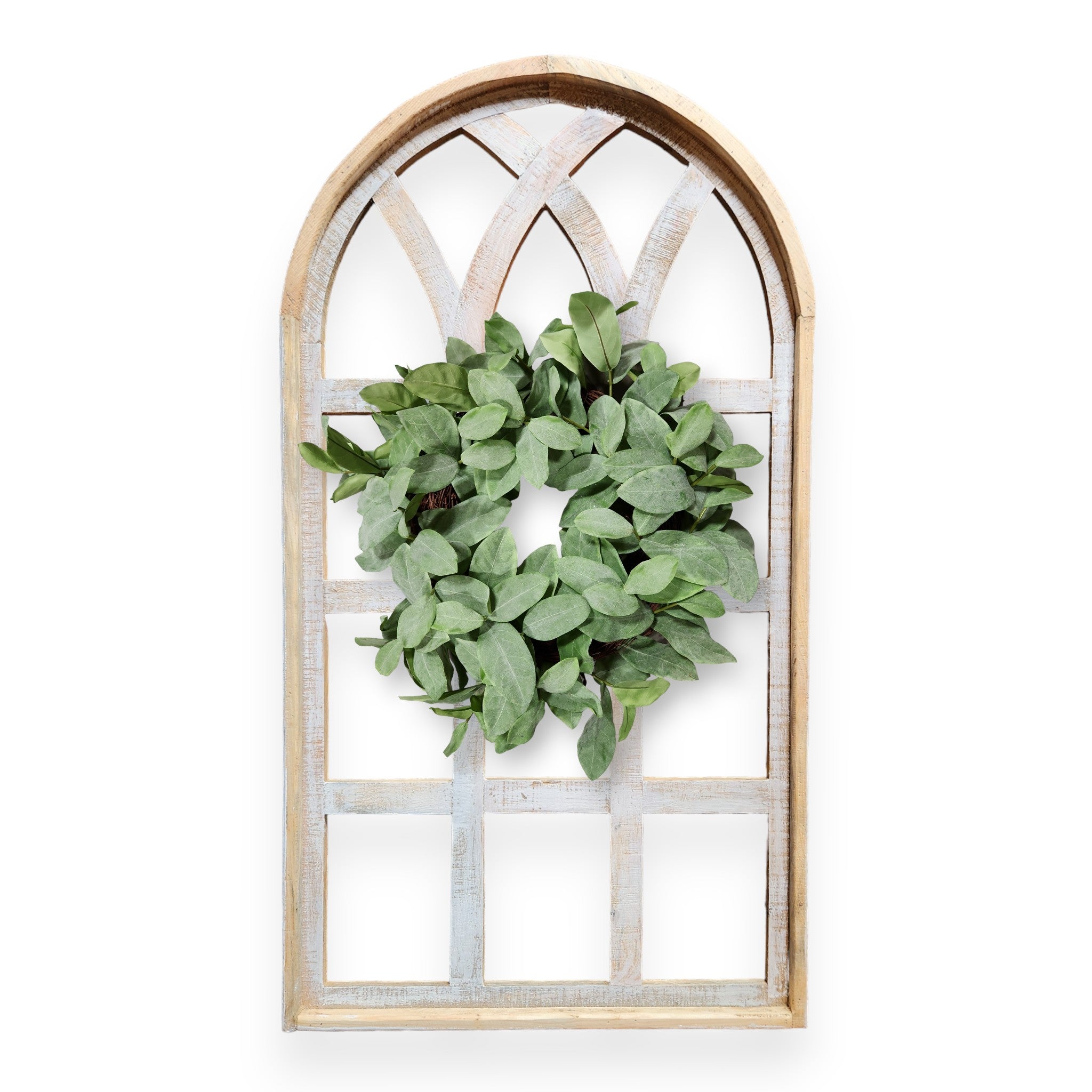 Farmhouse Wall Decor Window Arch - The Paradise Fields Large Wood Window Frame 2 Sizes 44" and 48" - Ranch Junkie Mercantile LLC