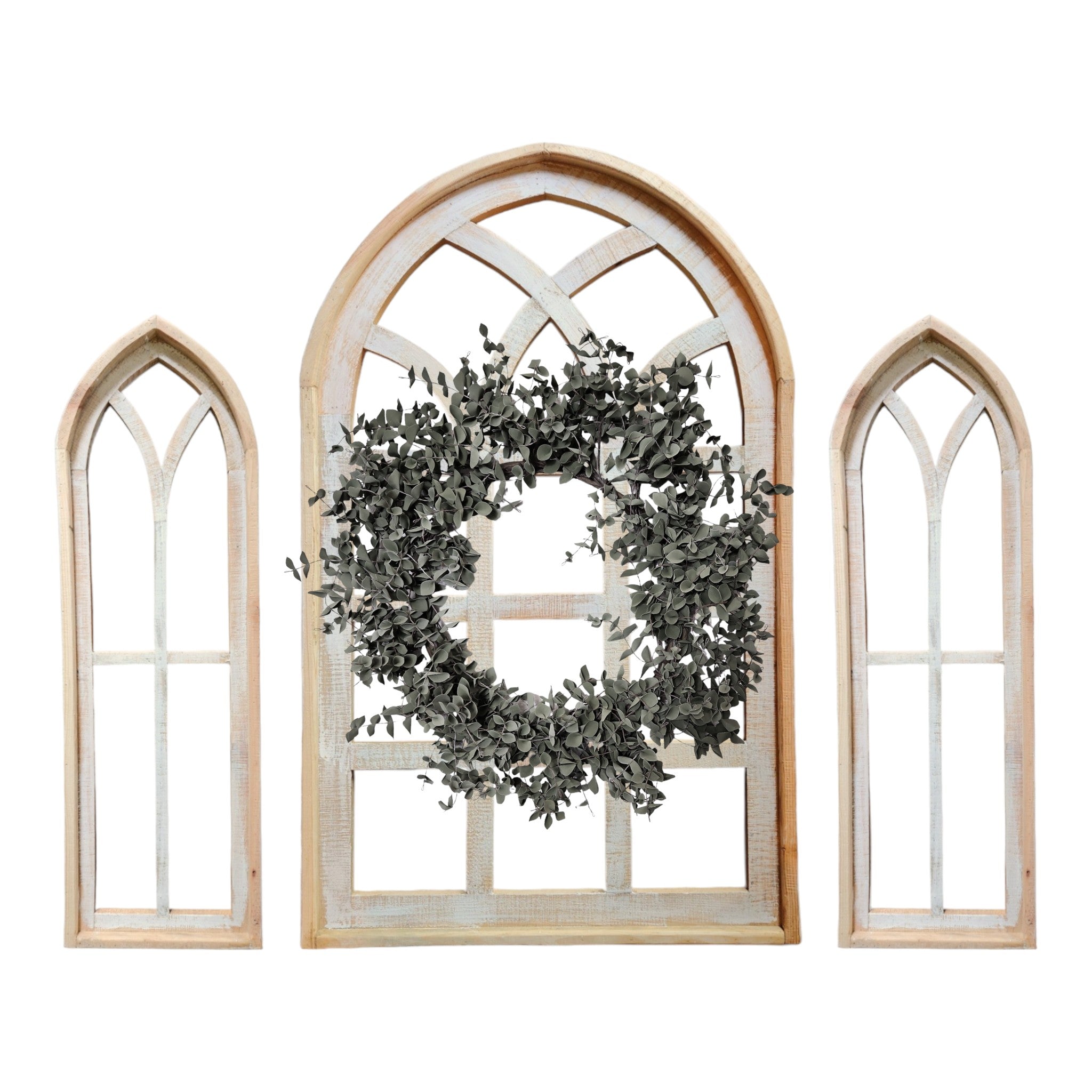 Set of 3 Farmhouse Wooden Paradise Window Collection Window Arches Farmhouse Wood Cathedrals - Ranch Junkie Mercantile LLC