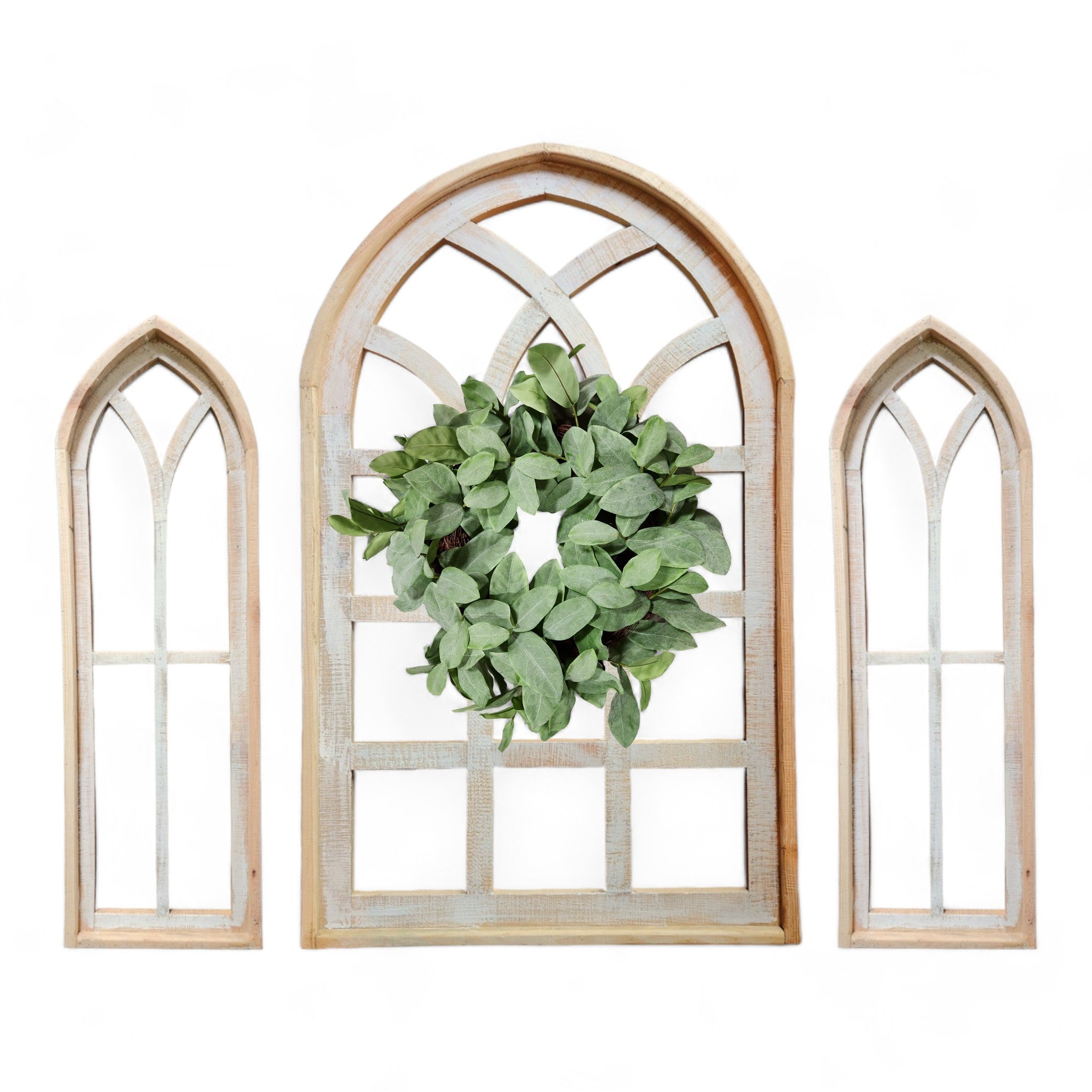 Set of 3 Farmhouse Wooden Paradise Window Collection Window Arches Farmhouse Wood Cathedrals - Ranch Junkie Mercantile LLC