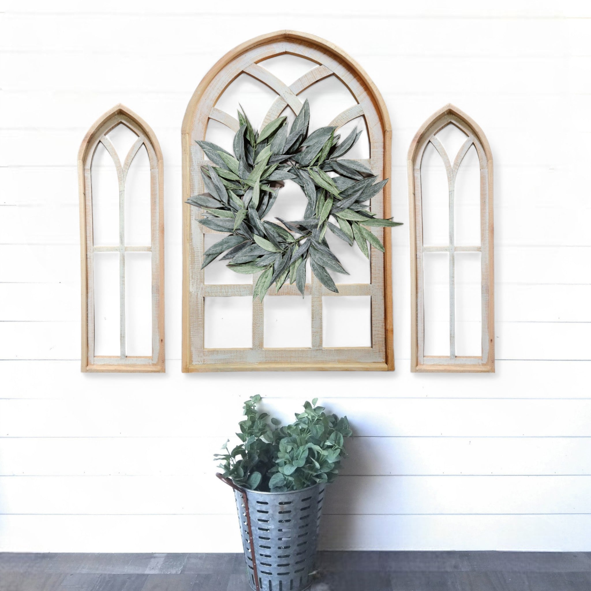 Set of 3 Farmhouse Wooden Paradise Window Collection Window Arches Farmhouse Wood Cathedrals - Ranch Junkie Mercantile LLC