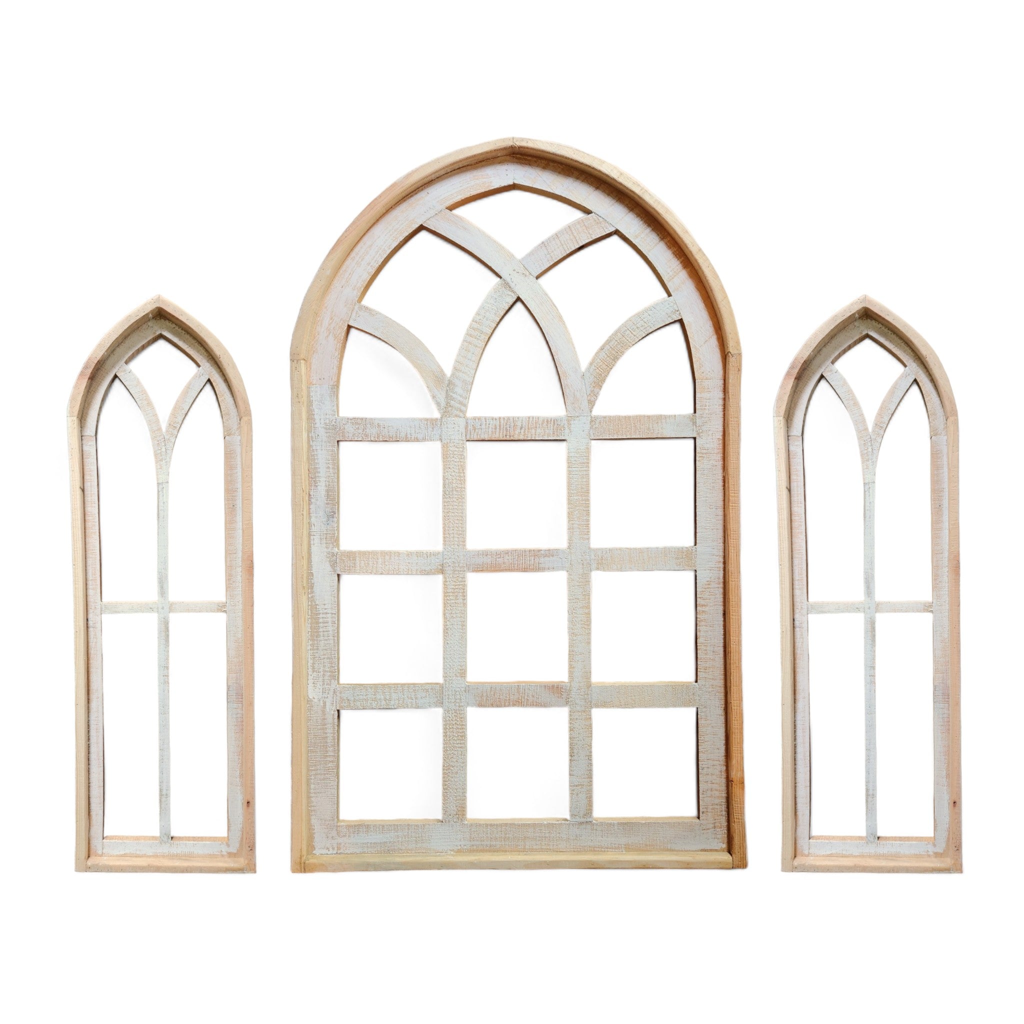 Set of 3 Farmhouse Wooden Paradise Window Collection Window Arches Farmhouse Wood Cathedrals - Ranch Junkie Mercantile LLC
