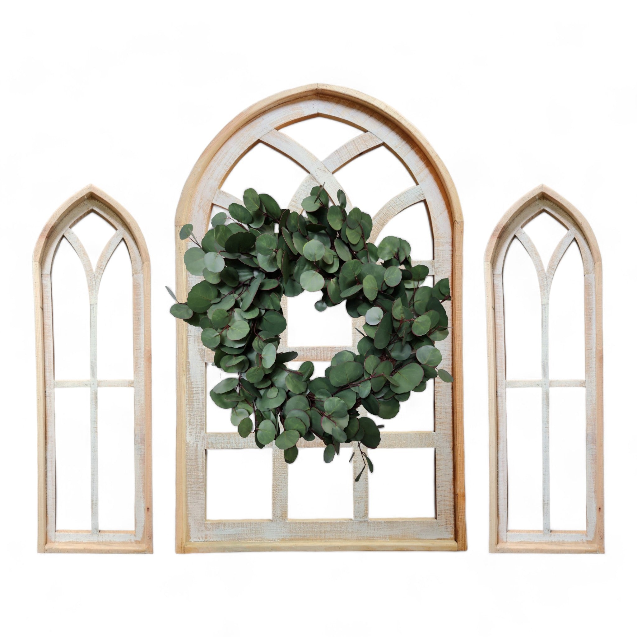 Set of 3 Farmhouse Wooden Paradise Window Collection Window Arches Farmhouse Wood Cathedrals - Ranch Junkie Mercantile LLC