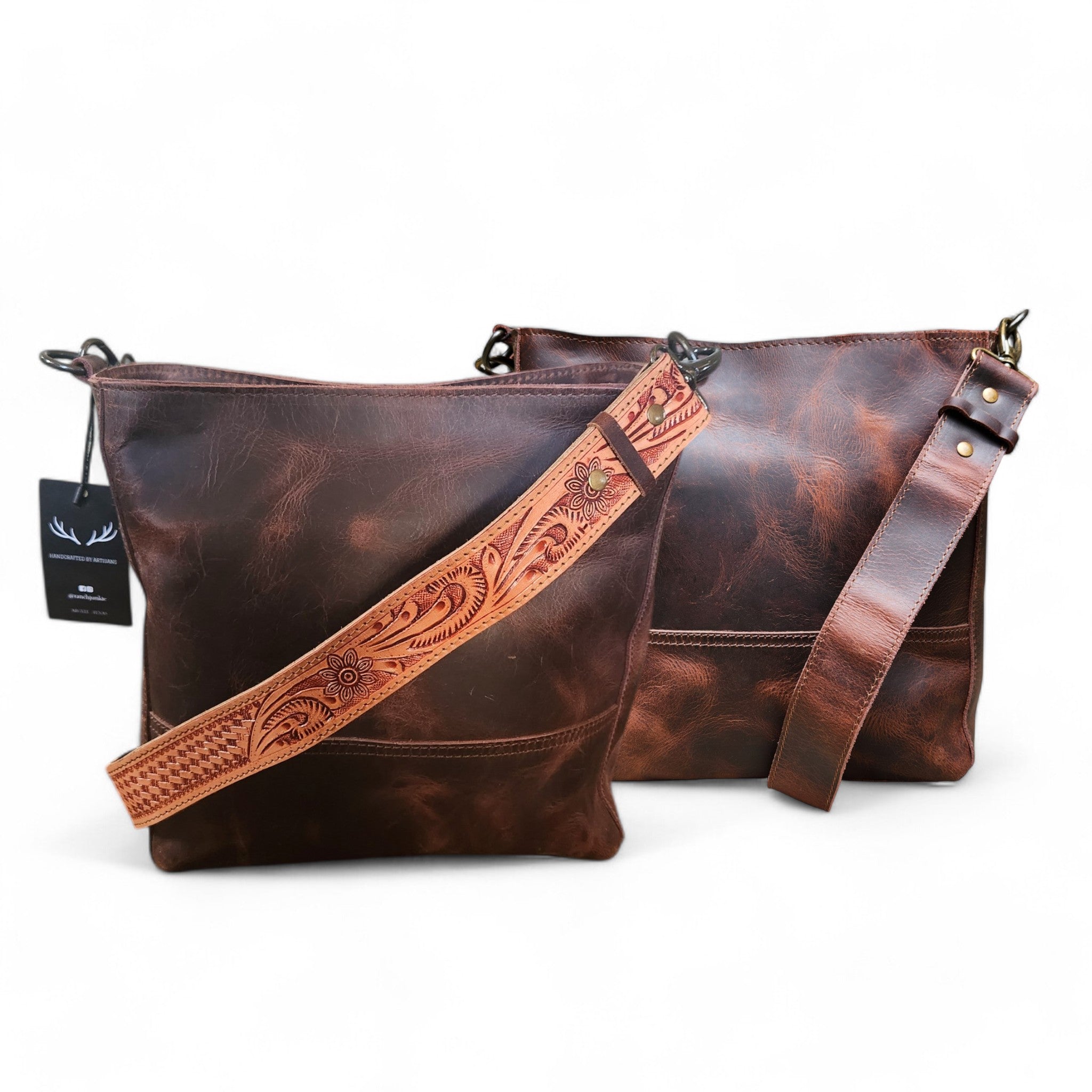 Rancho Detachable Belt Strap Bucket Purse Leather Handbag - Genuine Leather Purse - Ranch Junkie Mercantile LLC
