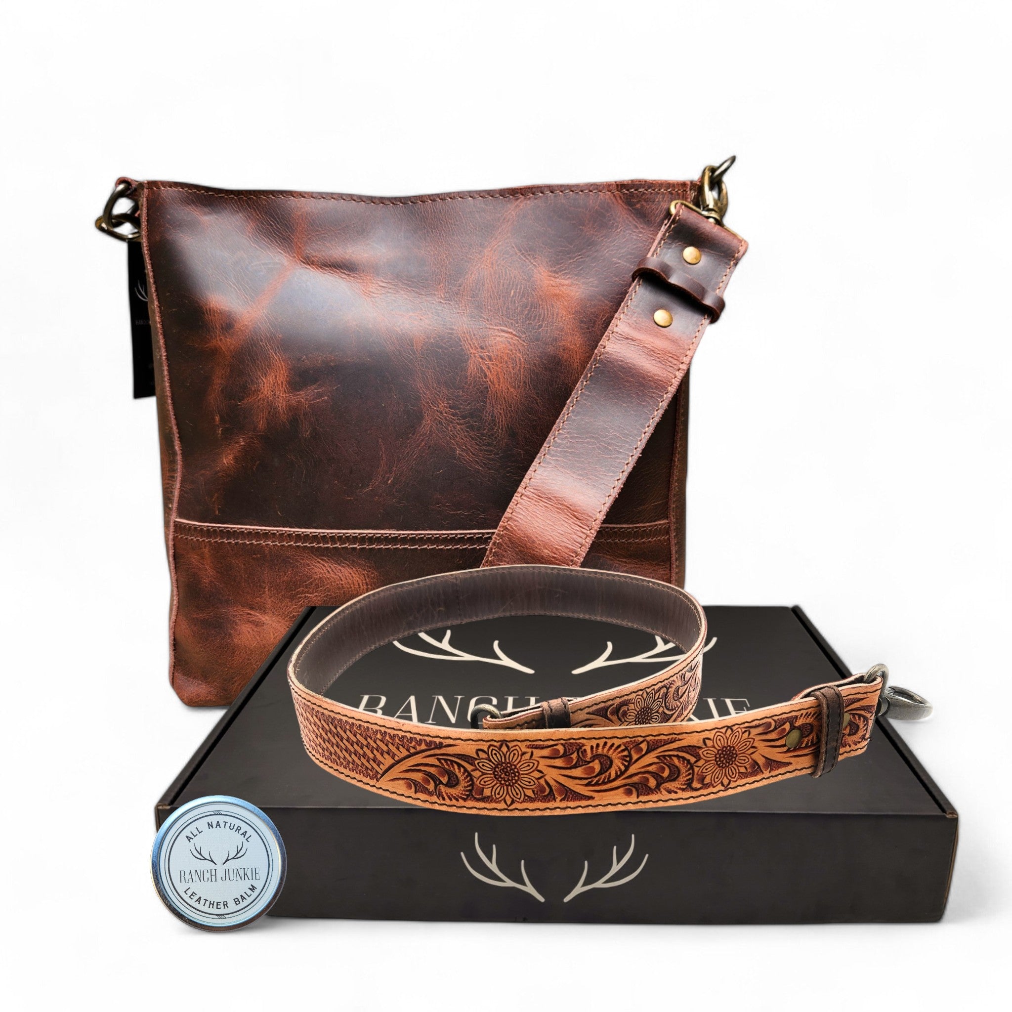Rancho Detachable Belt Strap Bucket Purse Leather Handbag - Genuine Leather Purse - Ranch Junkie Mercantile LLC