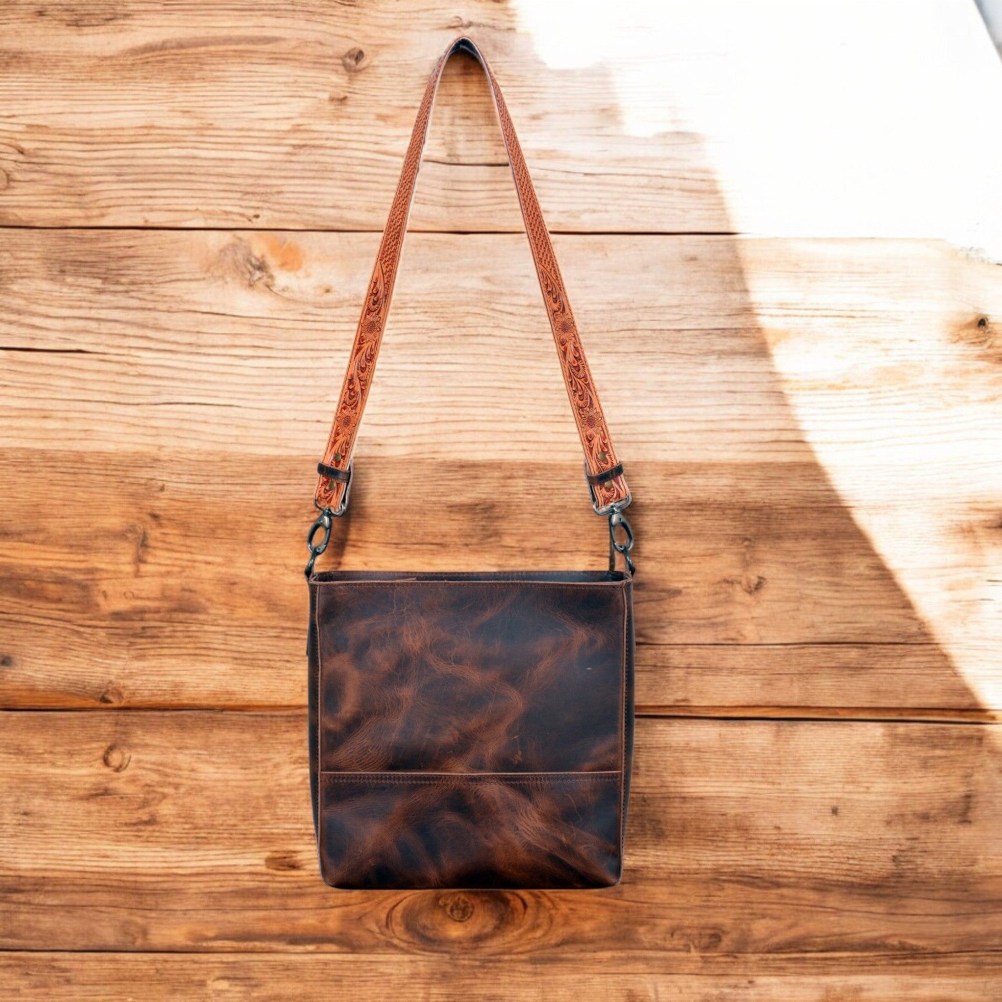 Rancho Detachable Belt Strap Bucket Purse Leather Handbag - Genuine Leather Purse - Ranch Junkie Mercantile LLC
