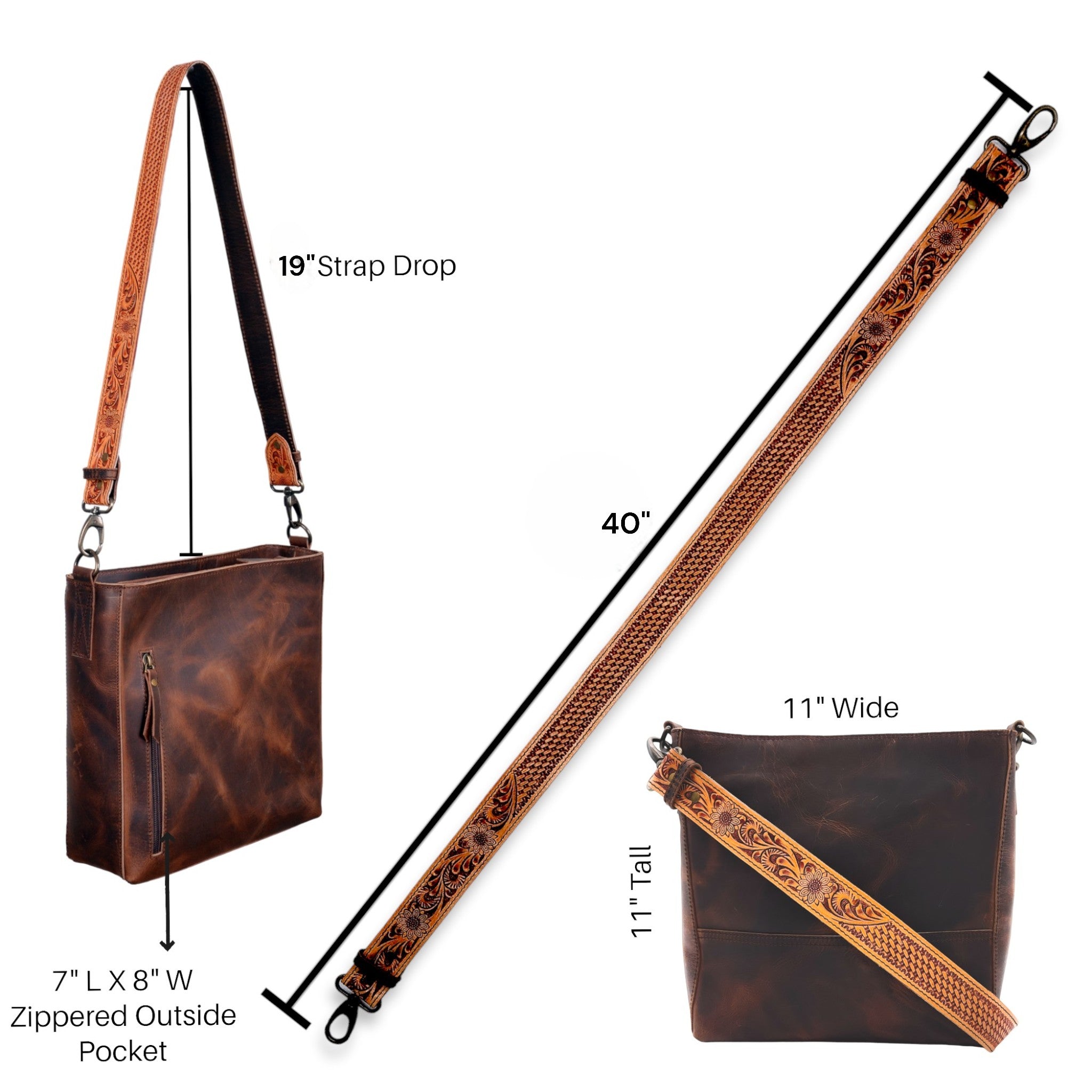 Rancho Detachable Belt Strap Bucket Purse Leather Handbag - Genuine Leather Purse - Ranch Junkie Mercantile LLC