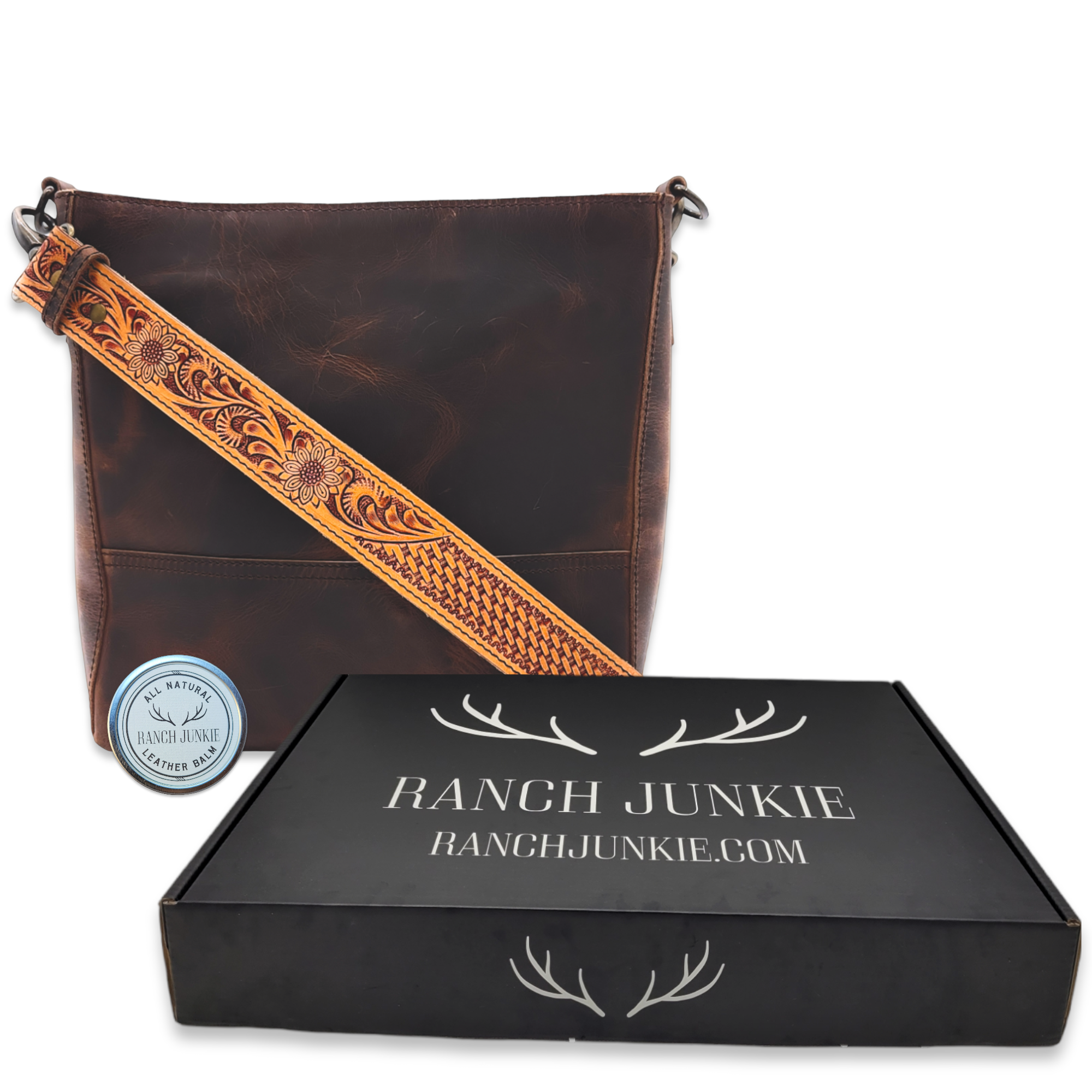 Rancho Detachable Belt Strap Bucket Purse Leather Handbag - Genuine Leather Purse - Ranch Junkie Mercantile LLC