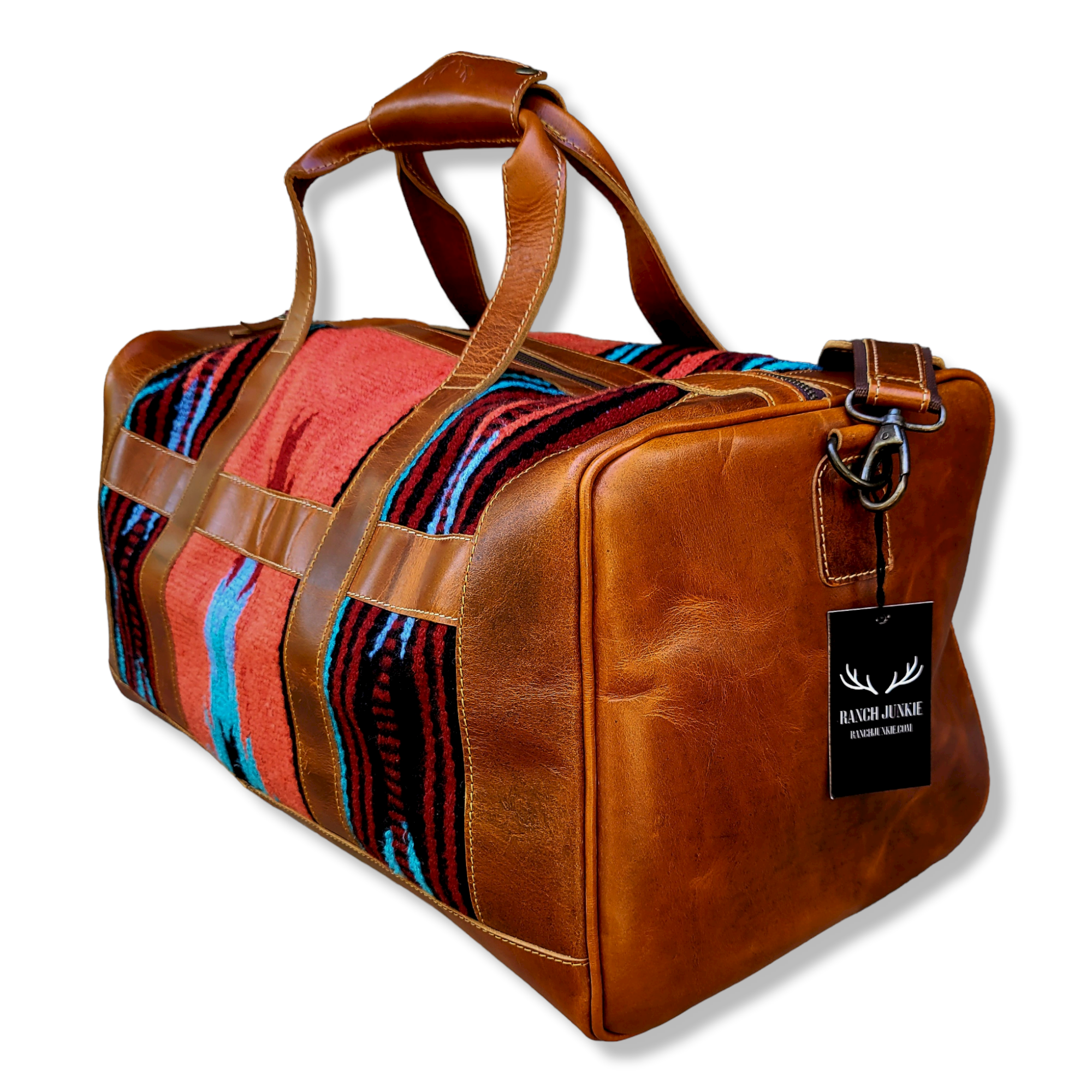 Bundle Deal The Sedona Southwestern Leather Aztec Weekender Duffel Bag+ Large Western Tote Bag - Ranch Junkie Mercantile LLC