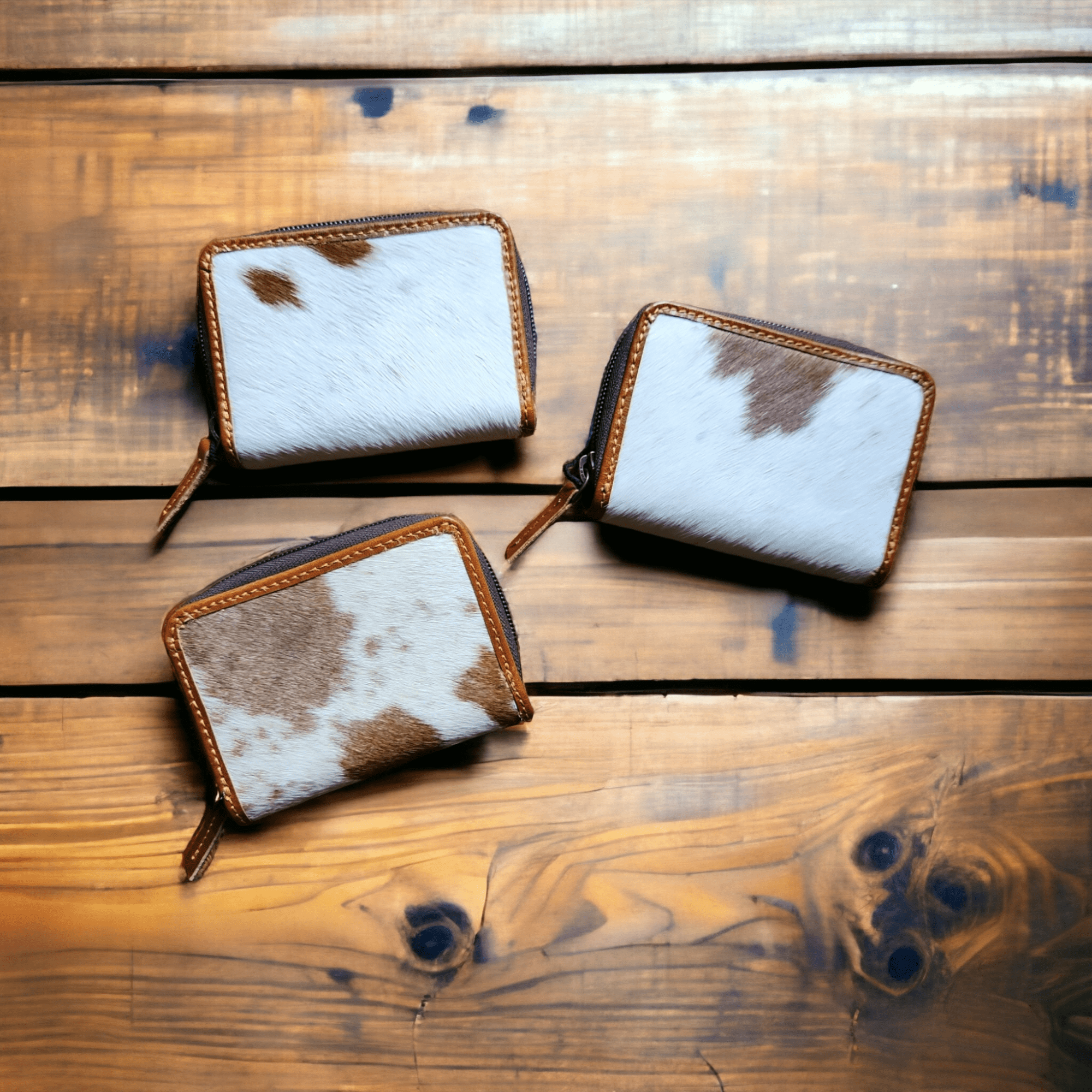 Cowhide Credit Card Wallet Cowhide Wallet Small Leather Highlands Wallet - Ranch Junkie Mercantile LLC