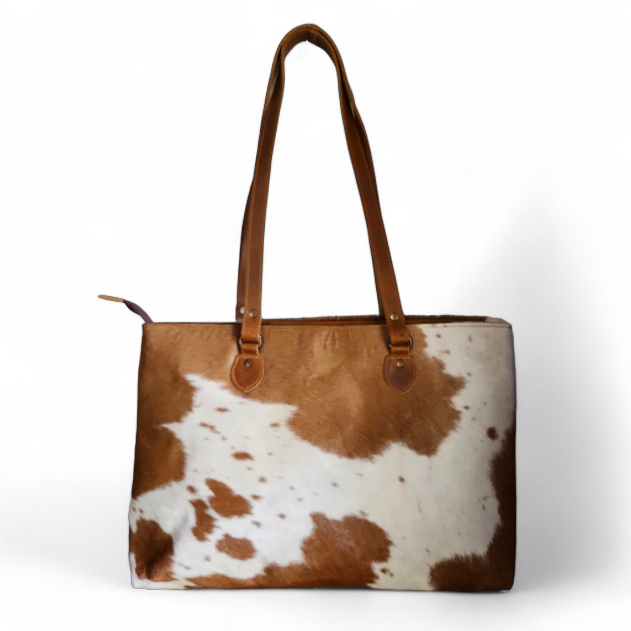 Genuine Cowhide Large Tote Highlands Cowhide Tote Bag Saddle - Ranch Junkie Mercantile LLC