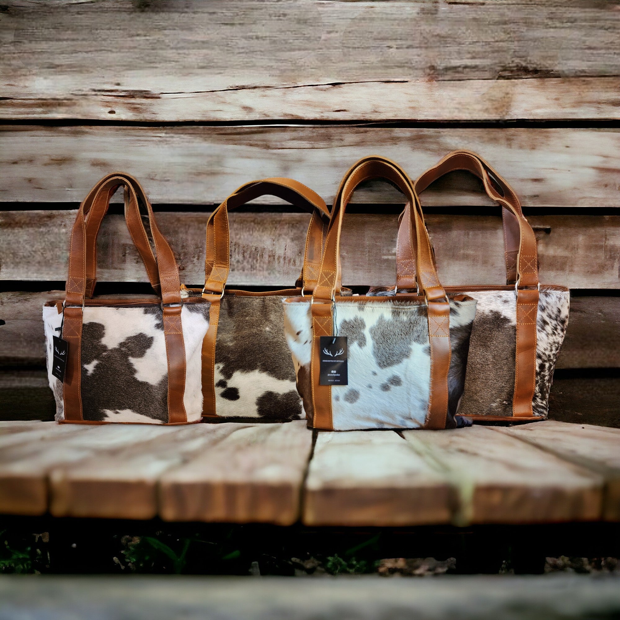 Genuine Cowhide Tote Handbag Black Highlands Purse - Ranch Junkie Mercantile LLC
