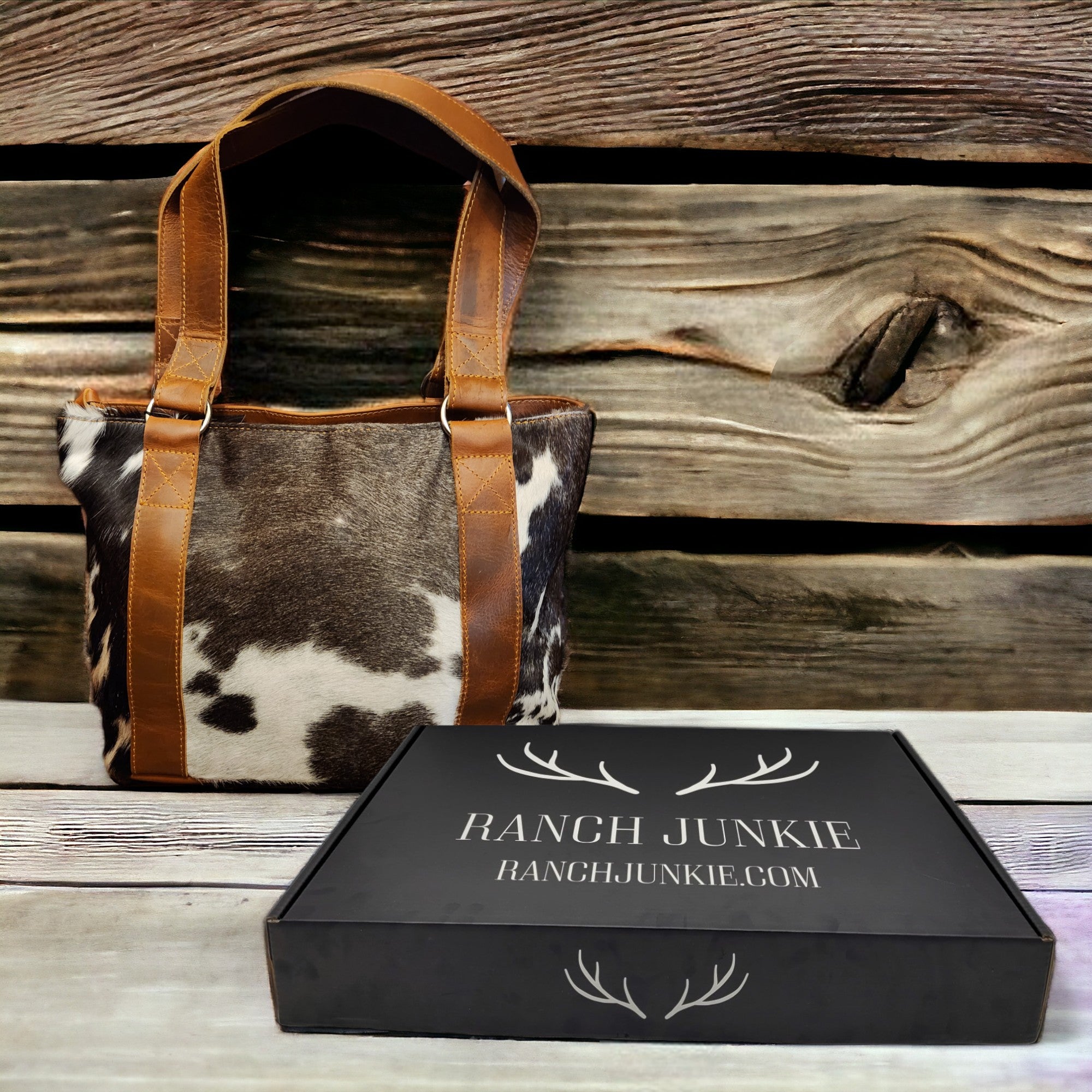 Genuine Cowhide Tote Handbag Black Highlands Purse - Ranch Junkie Mercantile LLC