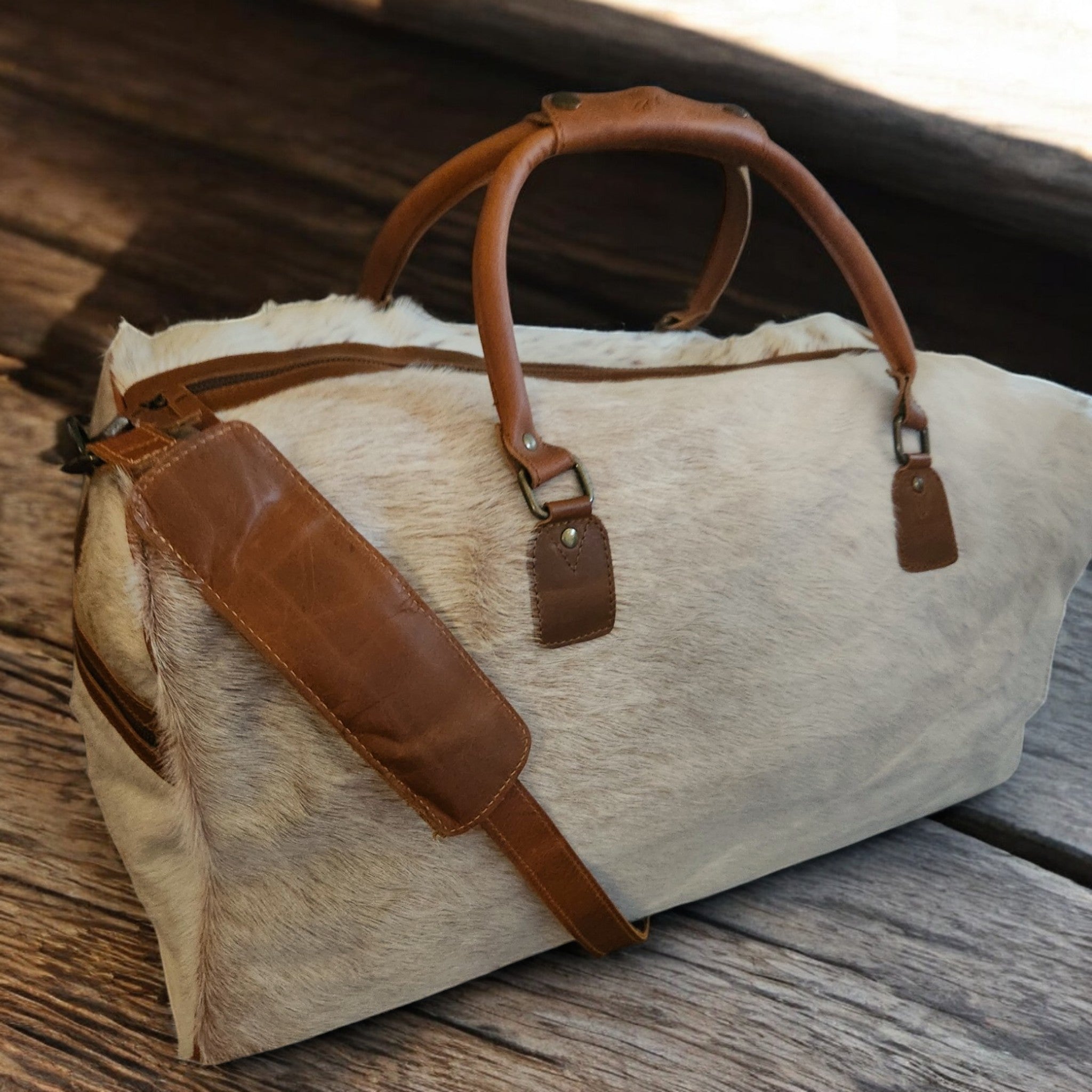 Sample Sale Highlands Saddle Large Genuine Cowhide Weekender Cowhide Duffel #2 - Ranch Junkie Mercantile LLC
