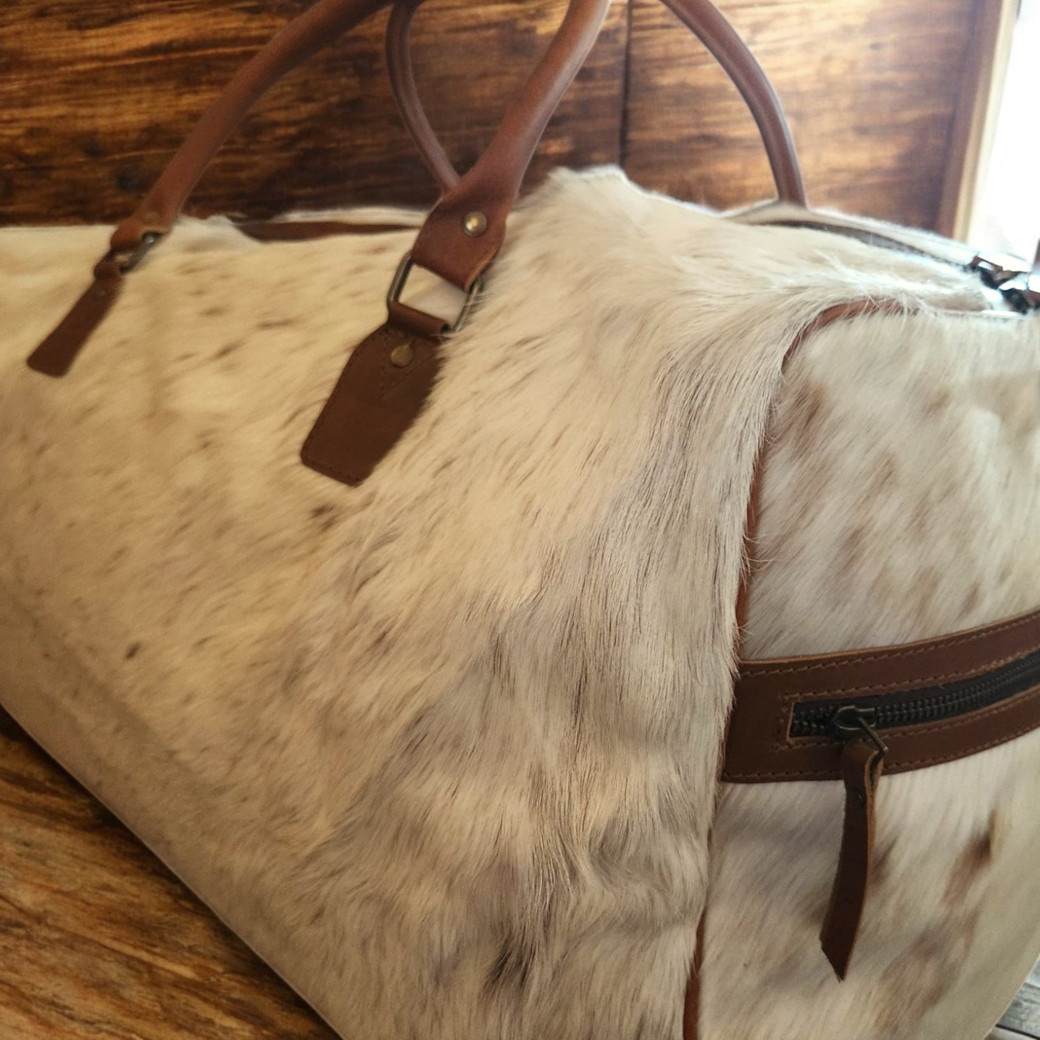 Sample Sale Highlands Saddle Large Genuine Cowhide Weekender Cowhide Duffel #2 - Ranch Junkie Mercantile LLC
