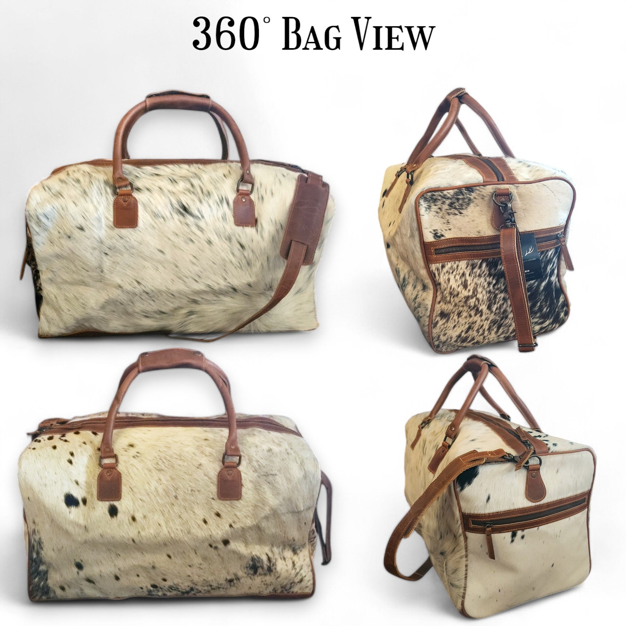 Sample Sale Highlands Speckled Black Large Genuine Cowhide Weekender Cowhide Duffel #3 - Ranch Junkie Mercantile LLC