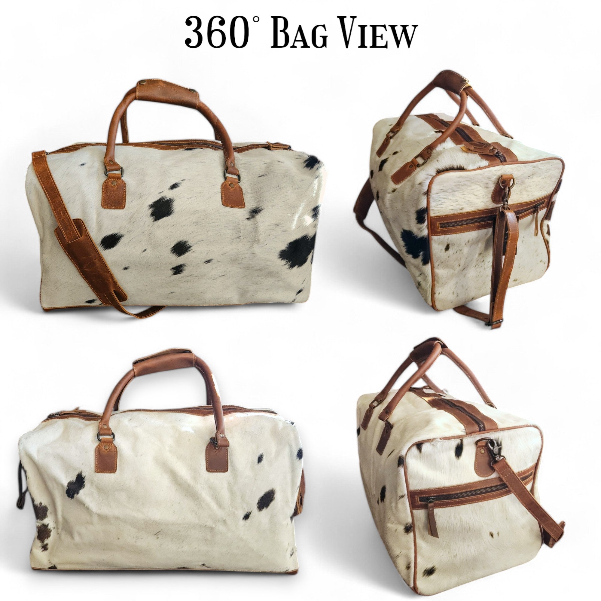 Sample Sale Highlands Black And White Large Genuine Cowhide Weekender Cowhide Duffel #8 - Ranch Junkie Mercantile LLC