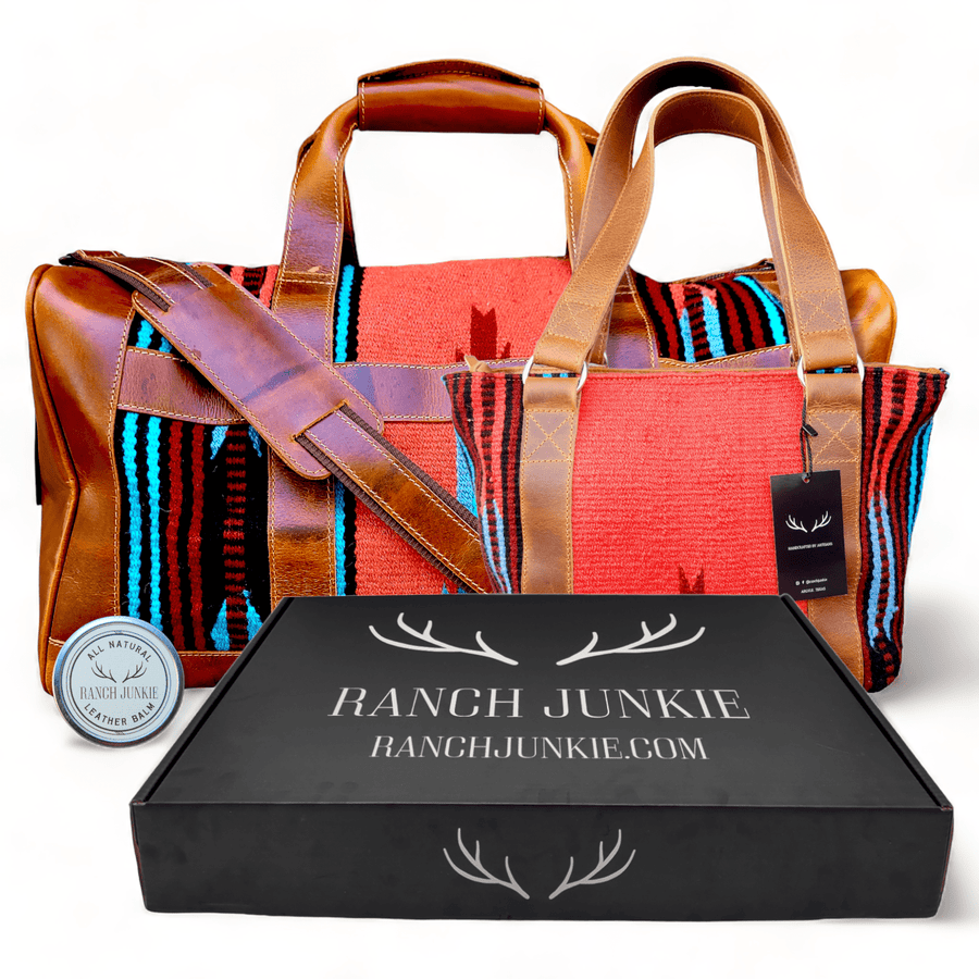 Bundle Deal-Sedona Southwestern Duffel Handwoven Wool And Leather Weekender + Sedona Handwoven Wool Western Tote Purse Luggage & BagsRanch Junkie