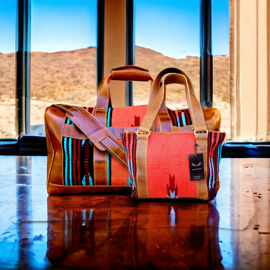 Bundle Deal-Sedona Southwestern Duffel Handwoven Wool And Leather Weekender + Sedona Handwoven Wool Western Tote Purse Luggage & BagsRanch Junkie