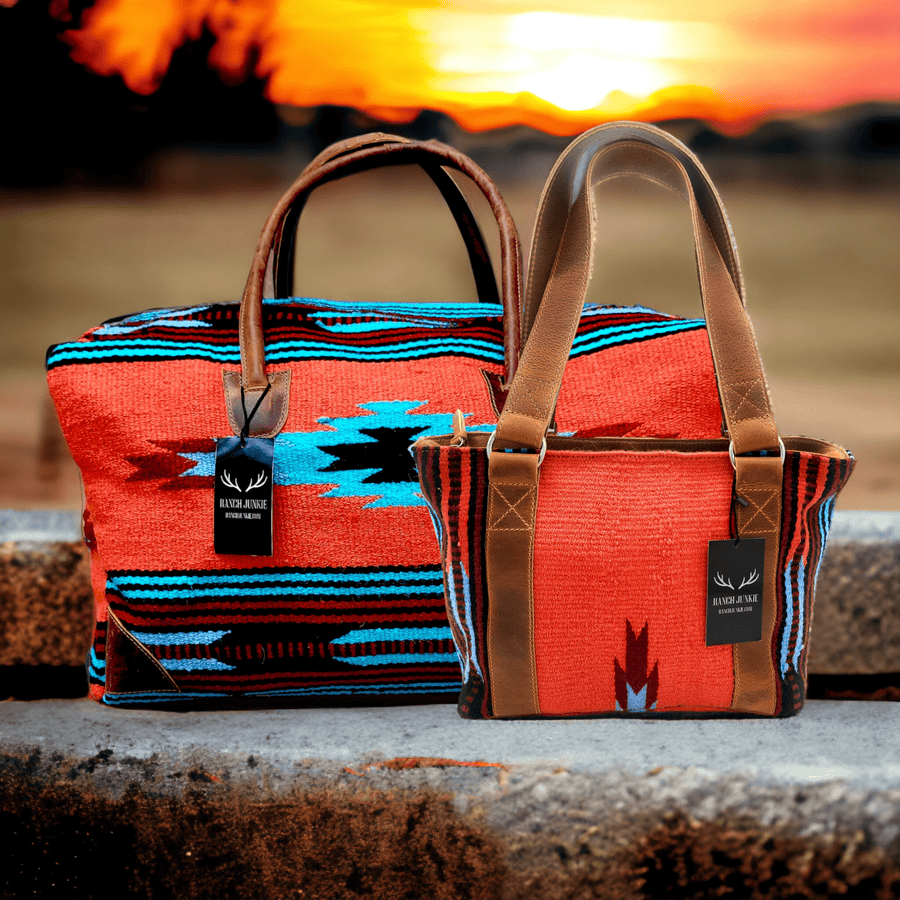 Bundle Deal- Sedona Southwestern Boho Aztec Large Weekender Duffel Bag + Sedona Handwoven Southwestern Saddle Blanket Tote Purse Luggage & BagsRanch Junkie
