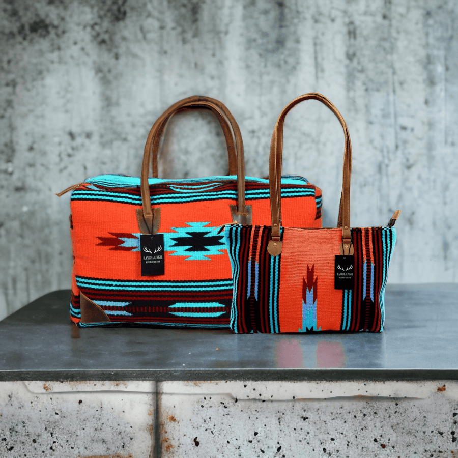 Bundle Deal- Sedona Boho Aztec Large Weekender Southwestern Duffel Bag +Sedona Large Handwoven Wool Saddle Blanket Tote Luggage & BagsRanch Junkie