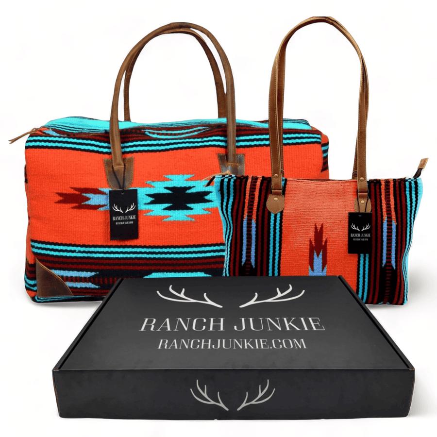 Bundle Deal- Sedona Boho Aztec Large Weekender Southwestern Duffel Bag +Sedona Large Handwoven Wool Saddle Blanket Tote Luggage & BagsRanch Junkie
