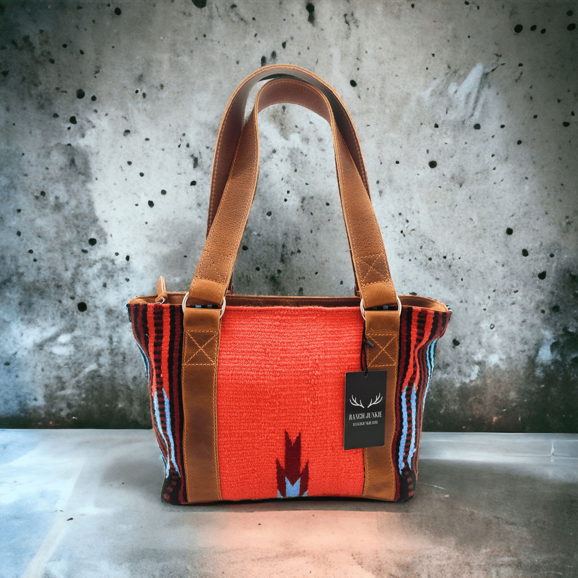 Southwestern Handwoven Saddle Blanket Wool Leather Boho Tote Sedona Western Purse - Ranch Junkie Mercantile LLC