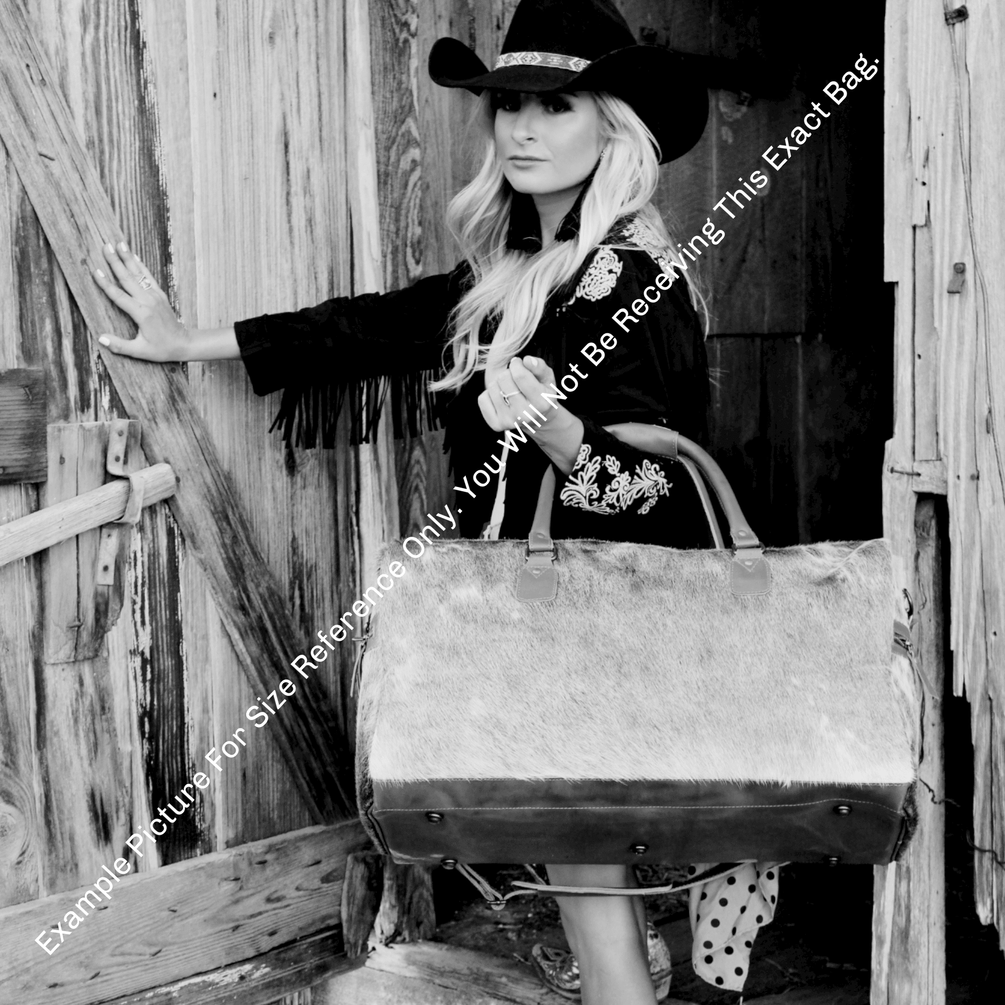 Sample Sale Highlands Black And White Large Genuine Cowhide Weekender Cowhide Duffel #5 - Ranch Junkie Mercantile LLC