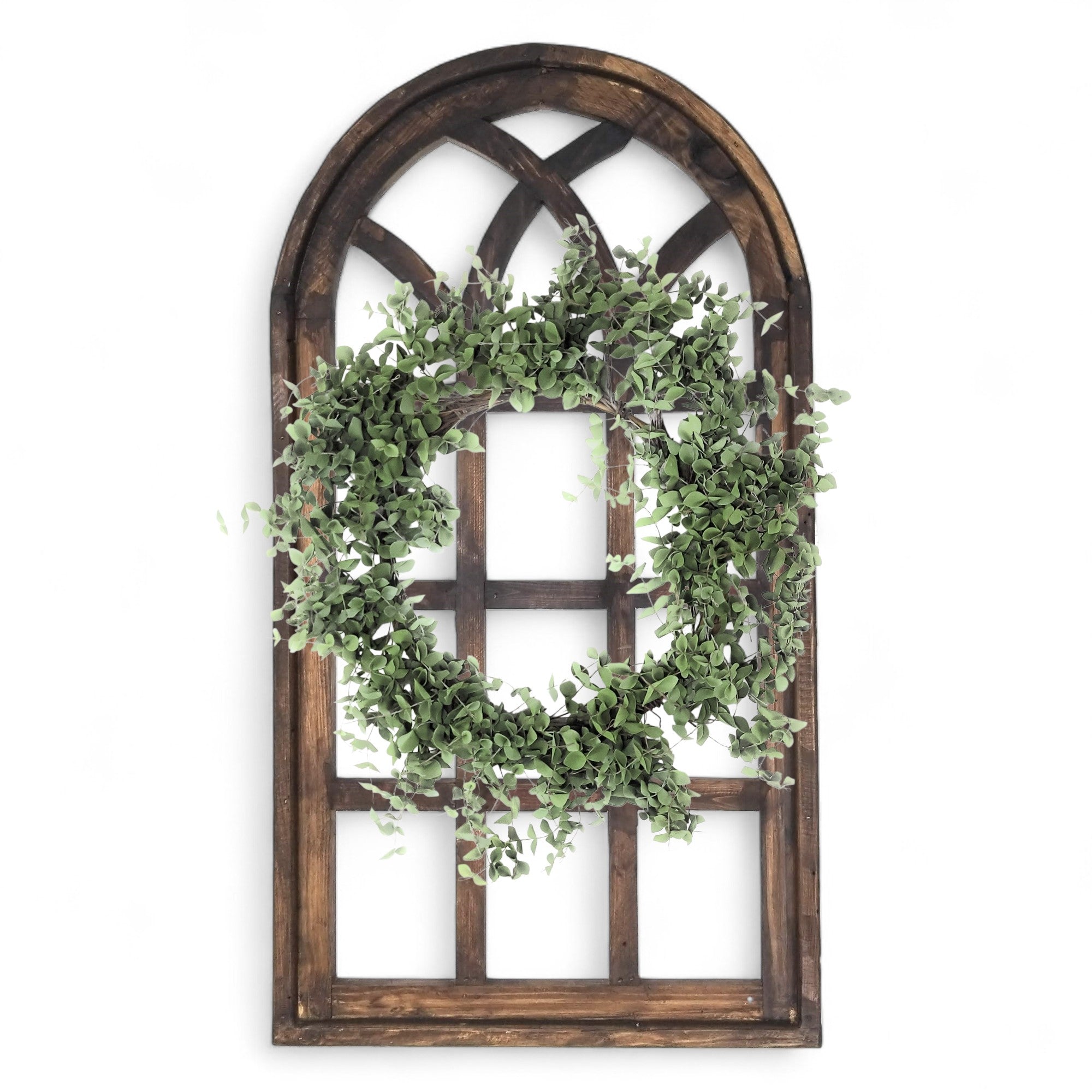 44 Inch Wall Wood Window Arch -Large Cathedral Window Frame-Sunset Grove Cathedral - Ranch Junkie Mercantile LLC