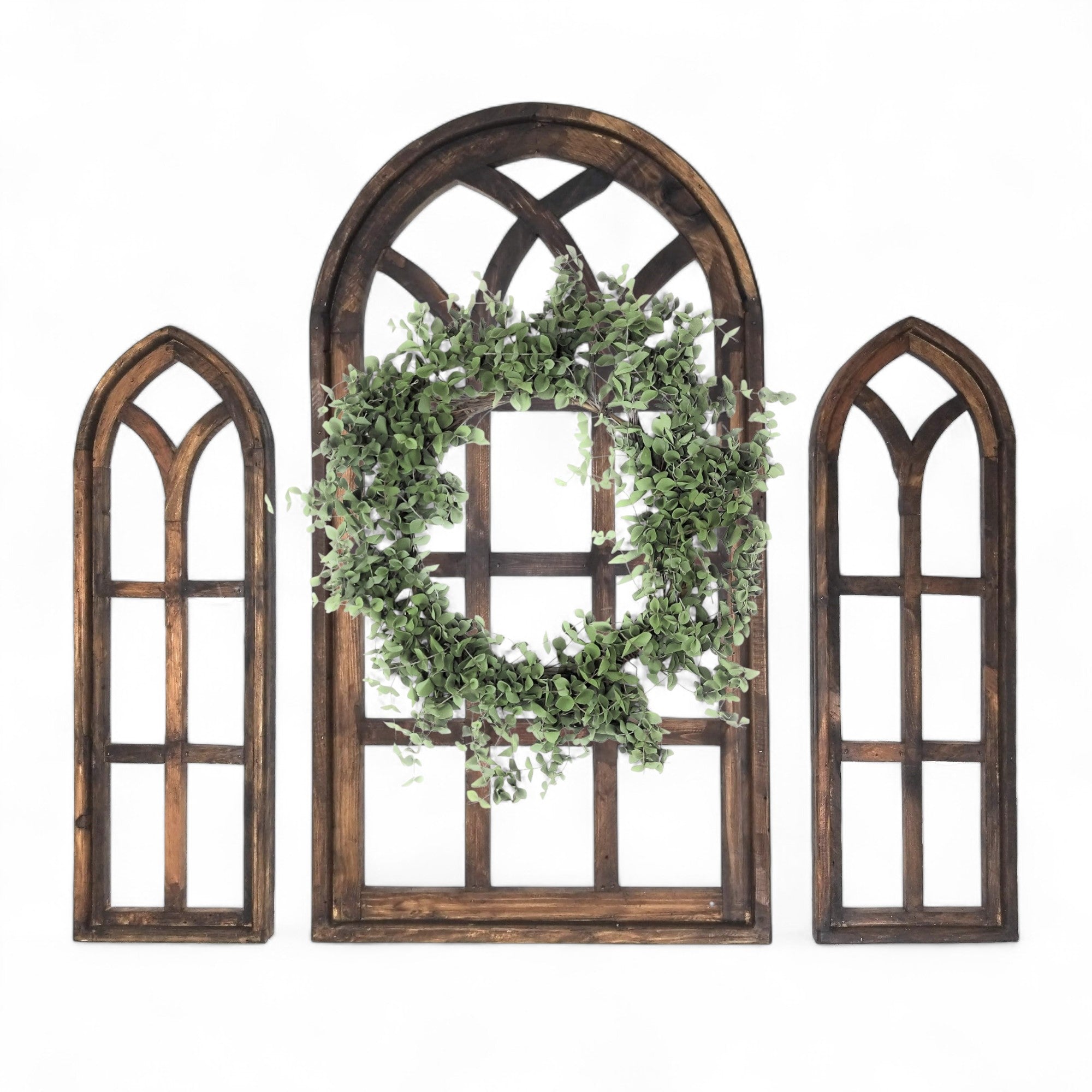 Set of 3 Farmhouse Wood Large Sunset Grove Window Collection- The Sunset Grove Collection + Wreath Option - Ranch Junkie Mercantile LLC