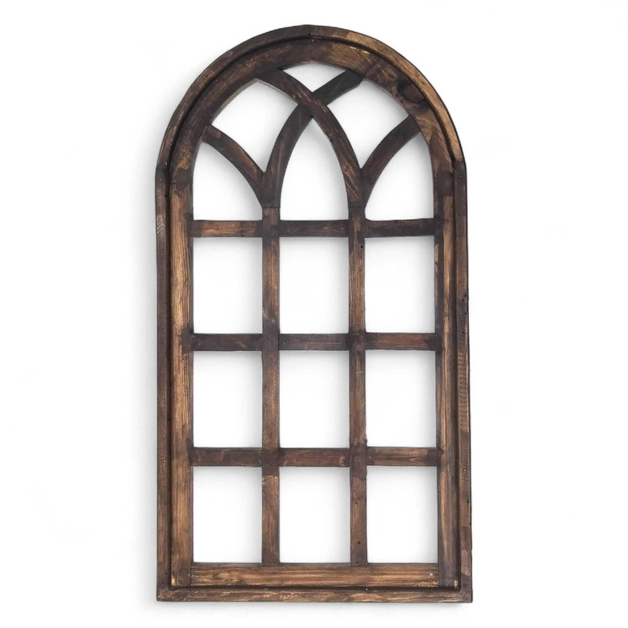 44 Inch Wall Wood Window Arch -Large Cathedral Window Frame-Sunset Grove Cathedral - Ranch Junkie Mercantile LLC