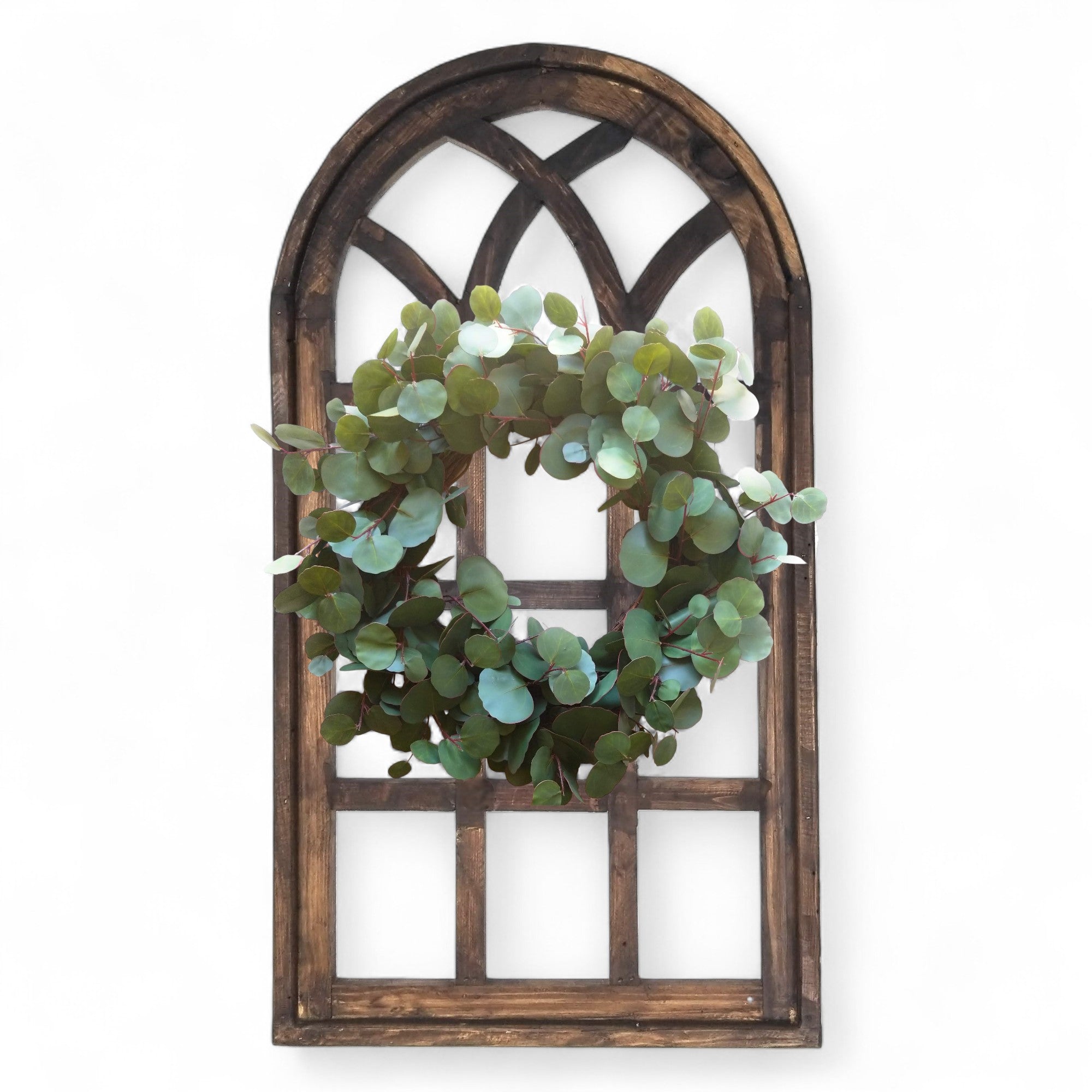 44 Inch Wall Wood Window Arch -Large Cathedral Window Frame-Sunset Grove Cathedral - Ranch Junkie Mercantile LLC