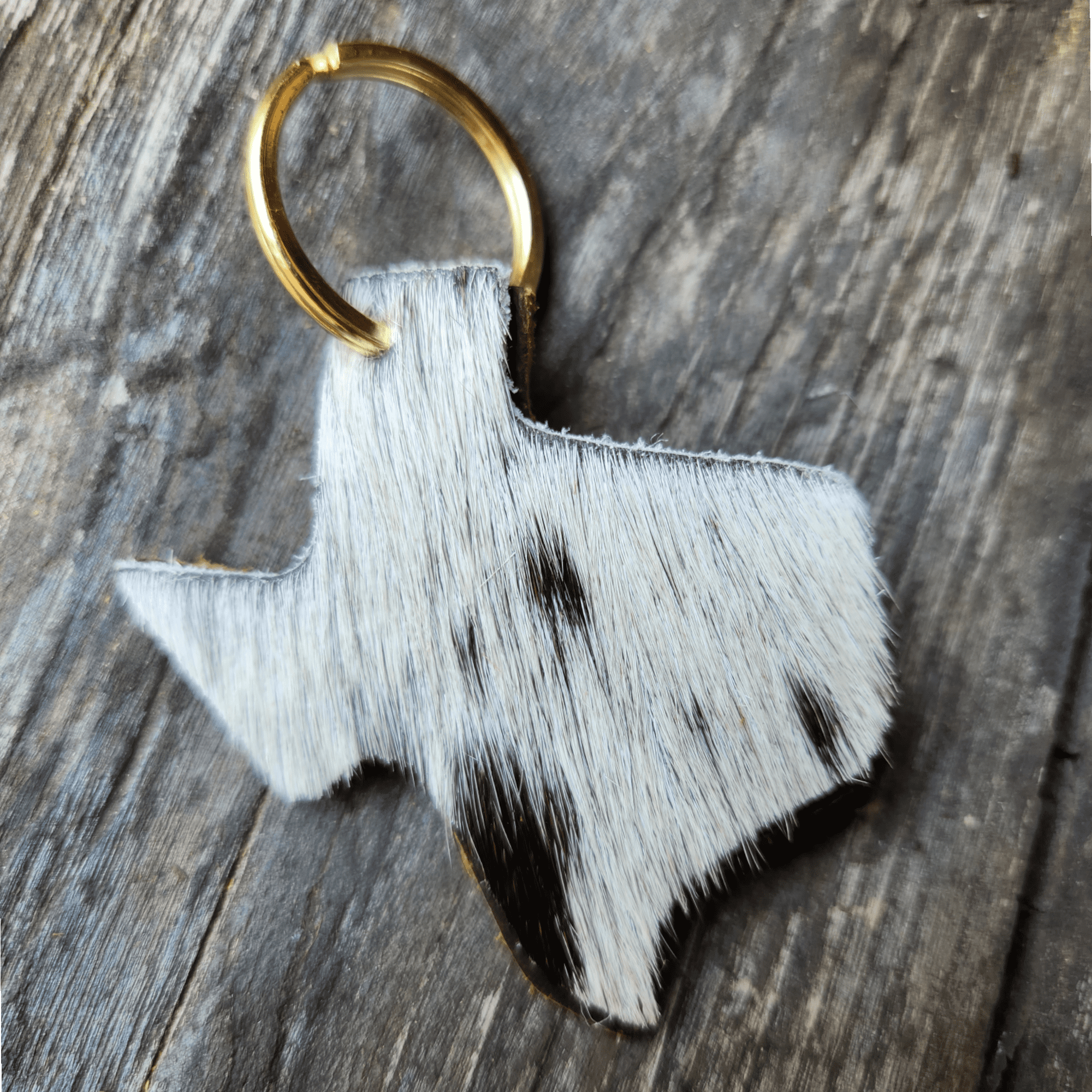 Texas Cowhide Leather Key Chain- Texas Key Fob - Ranch Junkie Mercantile LLC