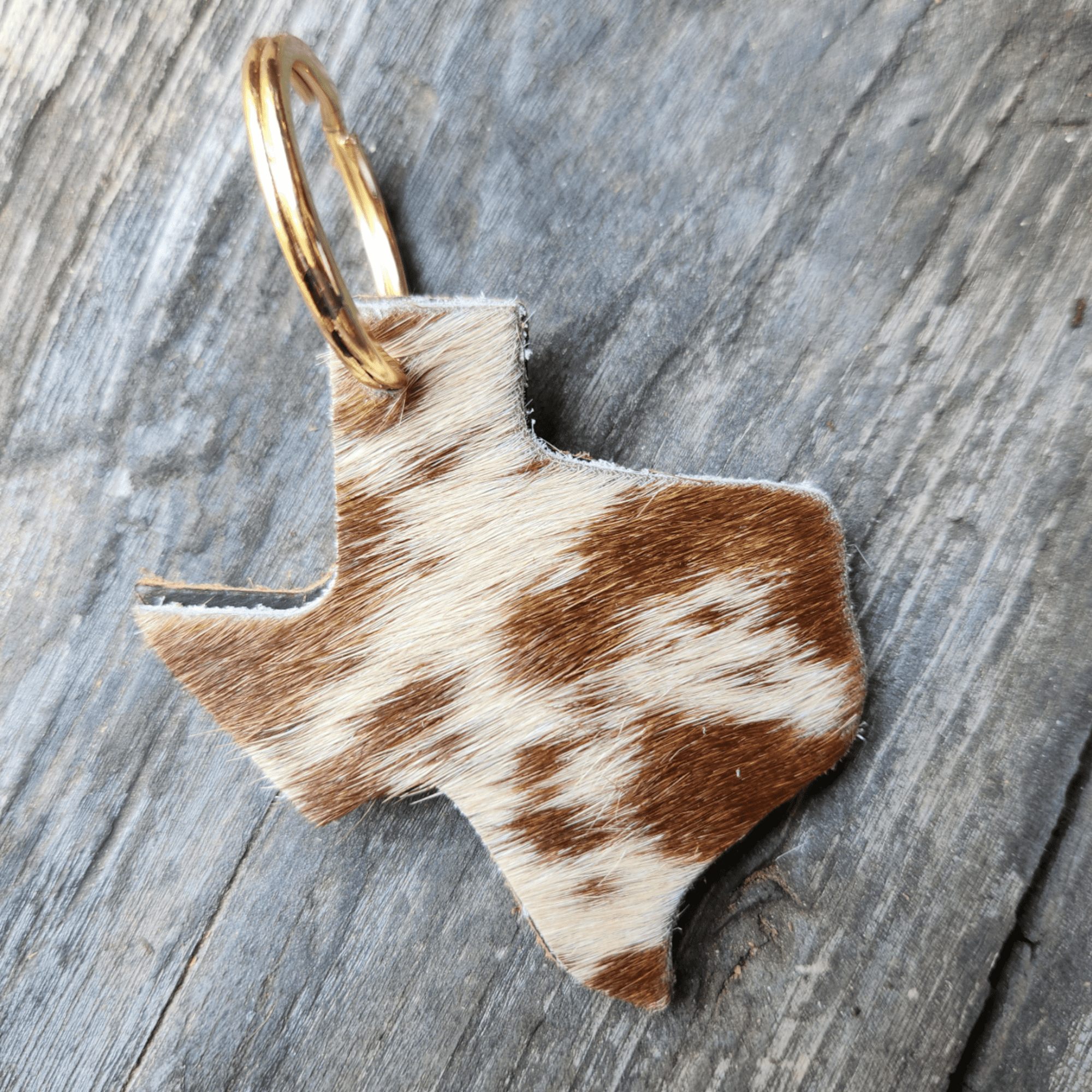 Texas Cowhide Leather Key Chain- Texas Key Fob - Ranch Junkie Mercantile LLC