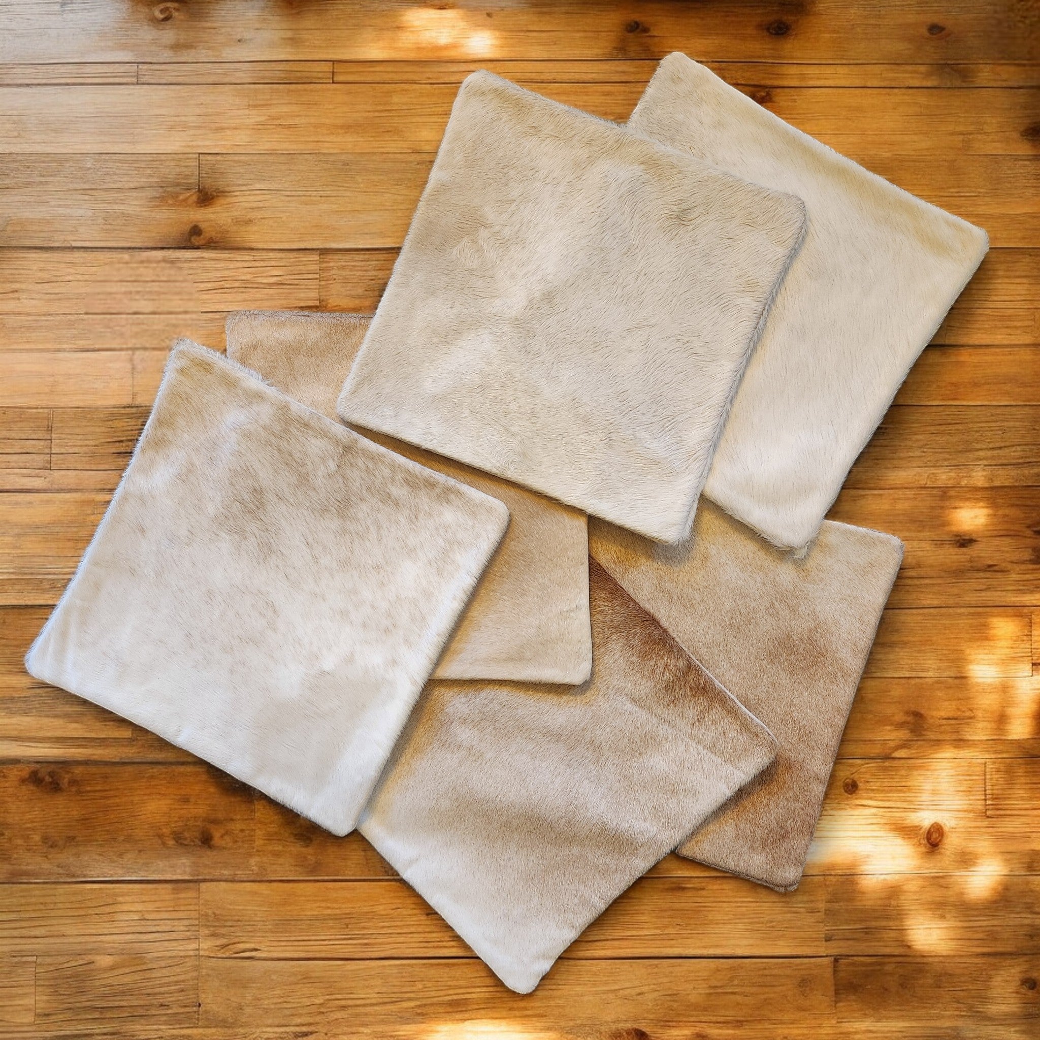 18x18 Genuine Cowhide Pillow Covers Toasted Marshmallow Palomino Double Sided Highlands Cowhide Pillow - Ranch Junkie Mercantile LLC