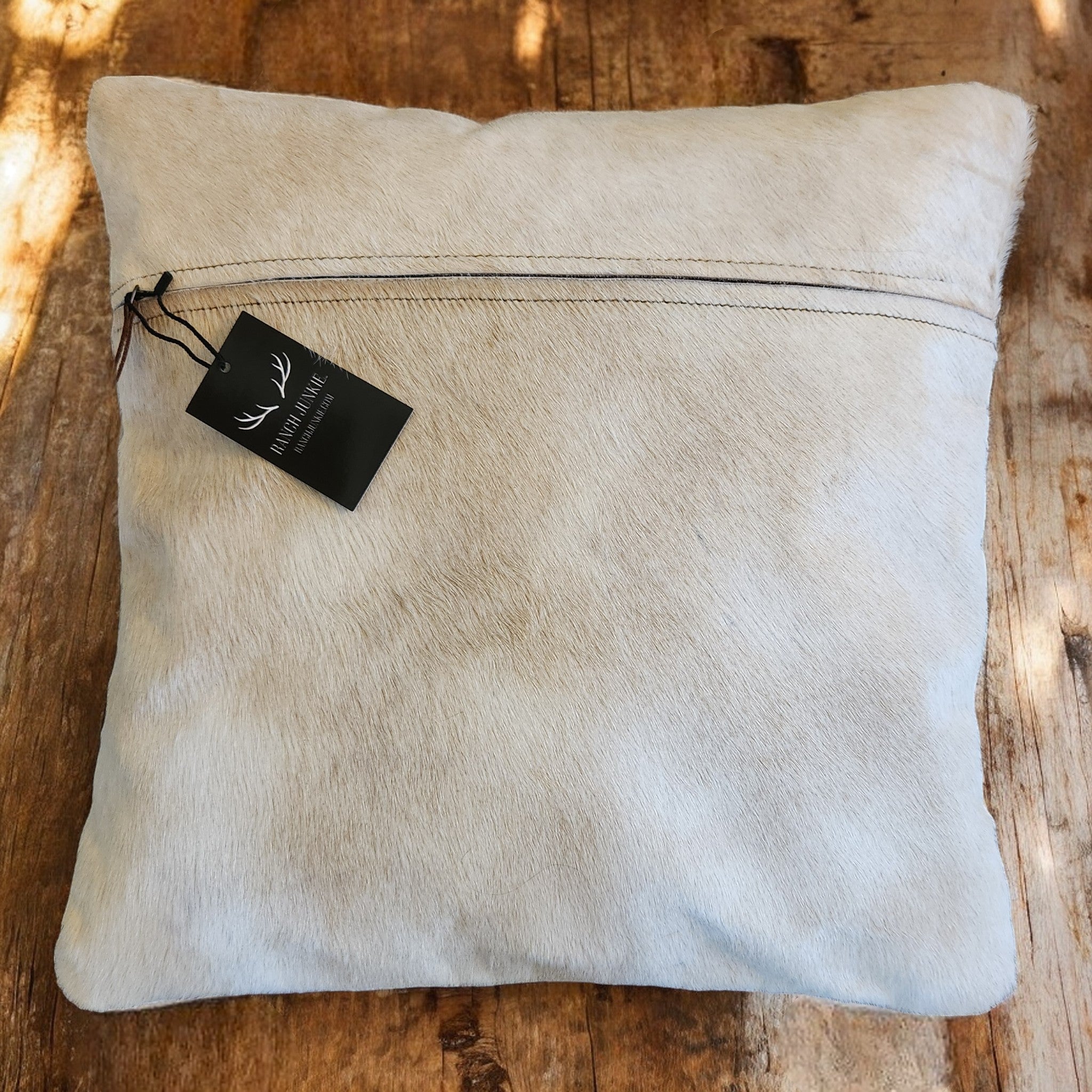 18x18 Genuine Cowhide Pillow Covers Toasted Marshmallow Palomino Double Sided Highlands Cowhide Pillow - Ranch Junkie Mercantile LLC