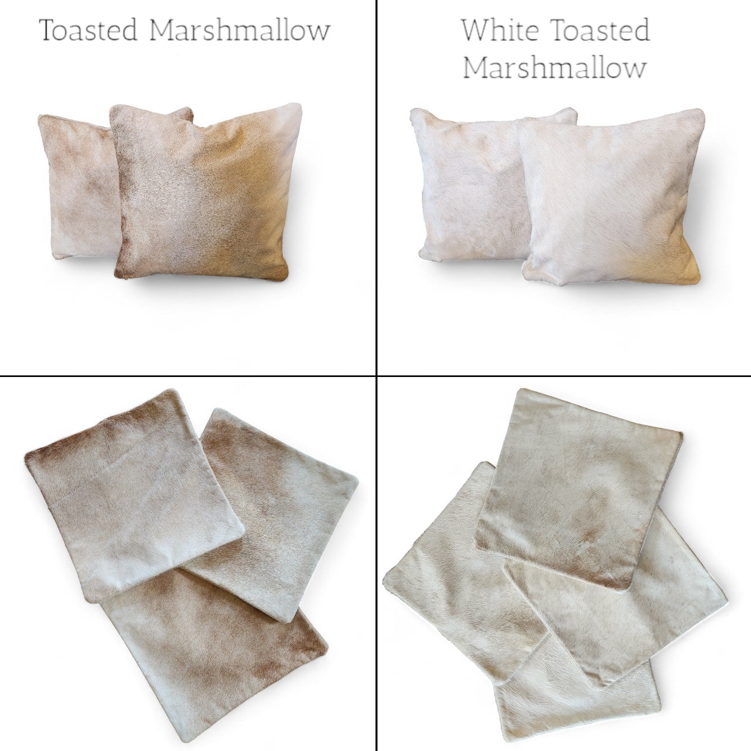 18x18 Genuine Cowhide Pillow Covers Toasted Marshmallow Palomino Double Sided Highlands Cowhide Pillow - Ranch Junkie Mercantile LLC