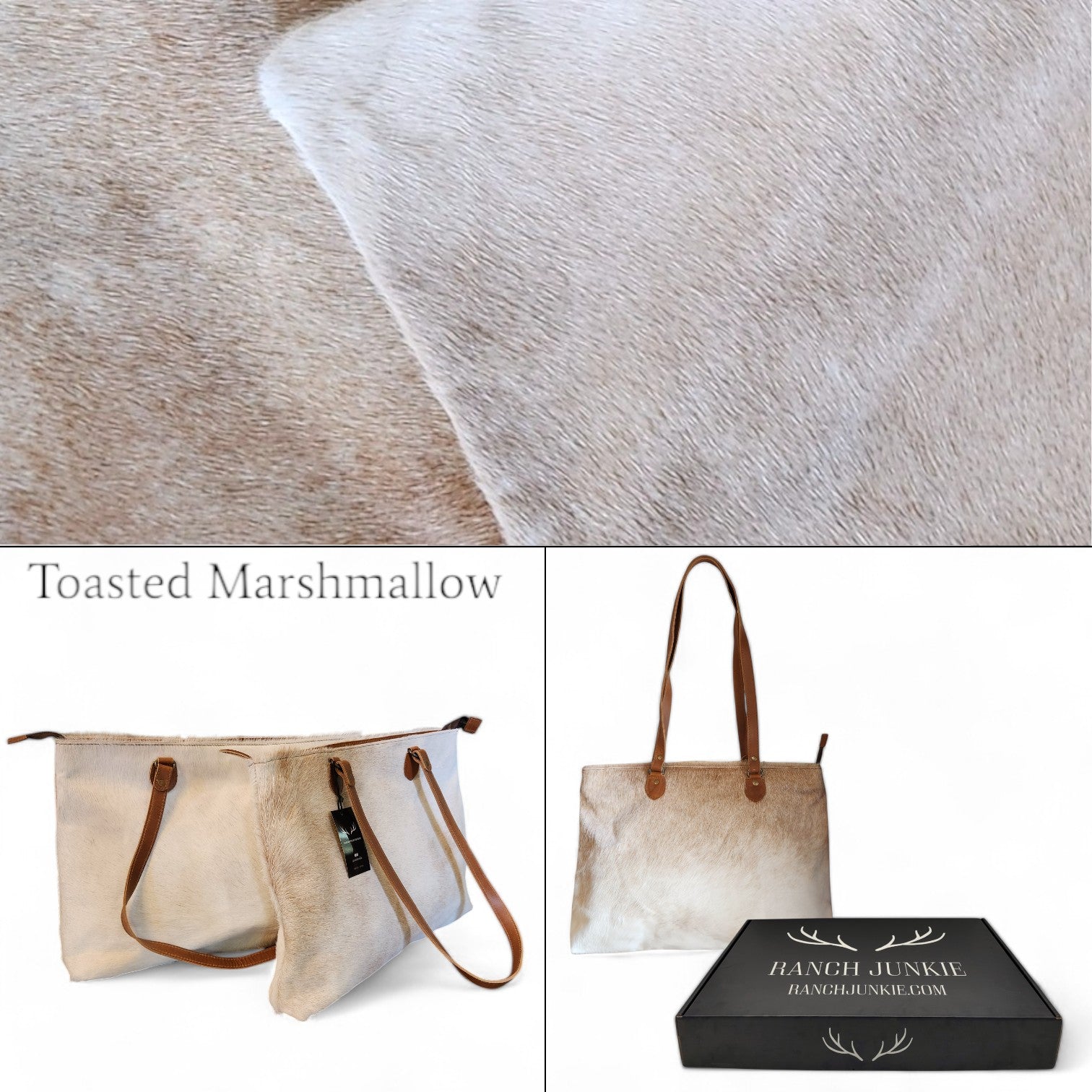Genuine Cowhide Large Tote Highlands Cowhide Tote Bag Saddle - Ranch Junkie Mercantile LLC