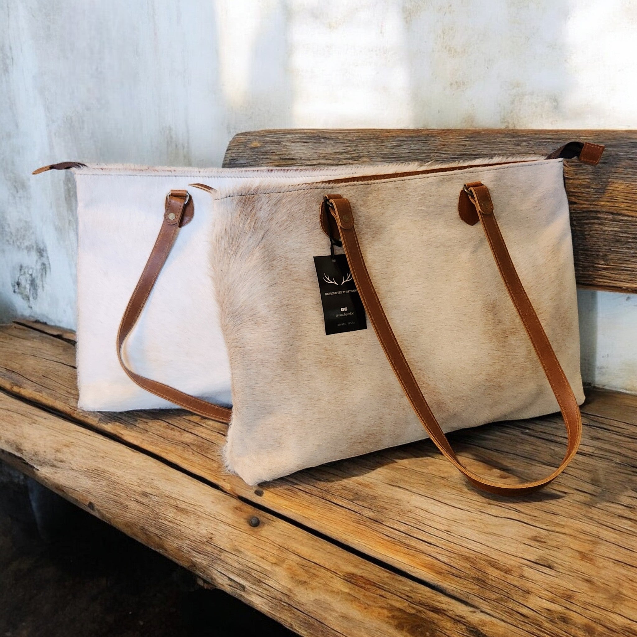 Bundle Deal Highlands Saddle Cowhide Large Tote + Credit Card Wallet - Ranch Junkie Mercantile LLC